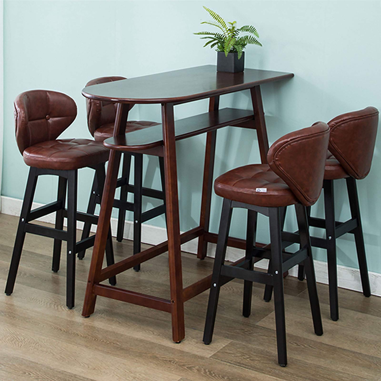 2-Pack Wooden Counter Height Bar Stools with Back & PU Leather Seats - Kitchen Island Stools for Dining, Breakfast Nook & Home Bar - Adjustable Height Barstools for Counter & Pub Tables