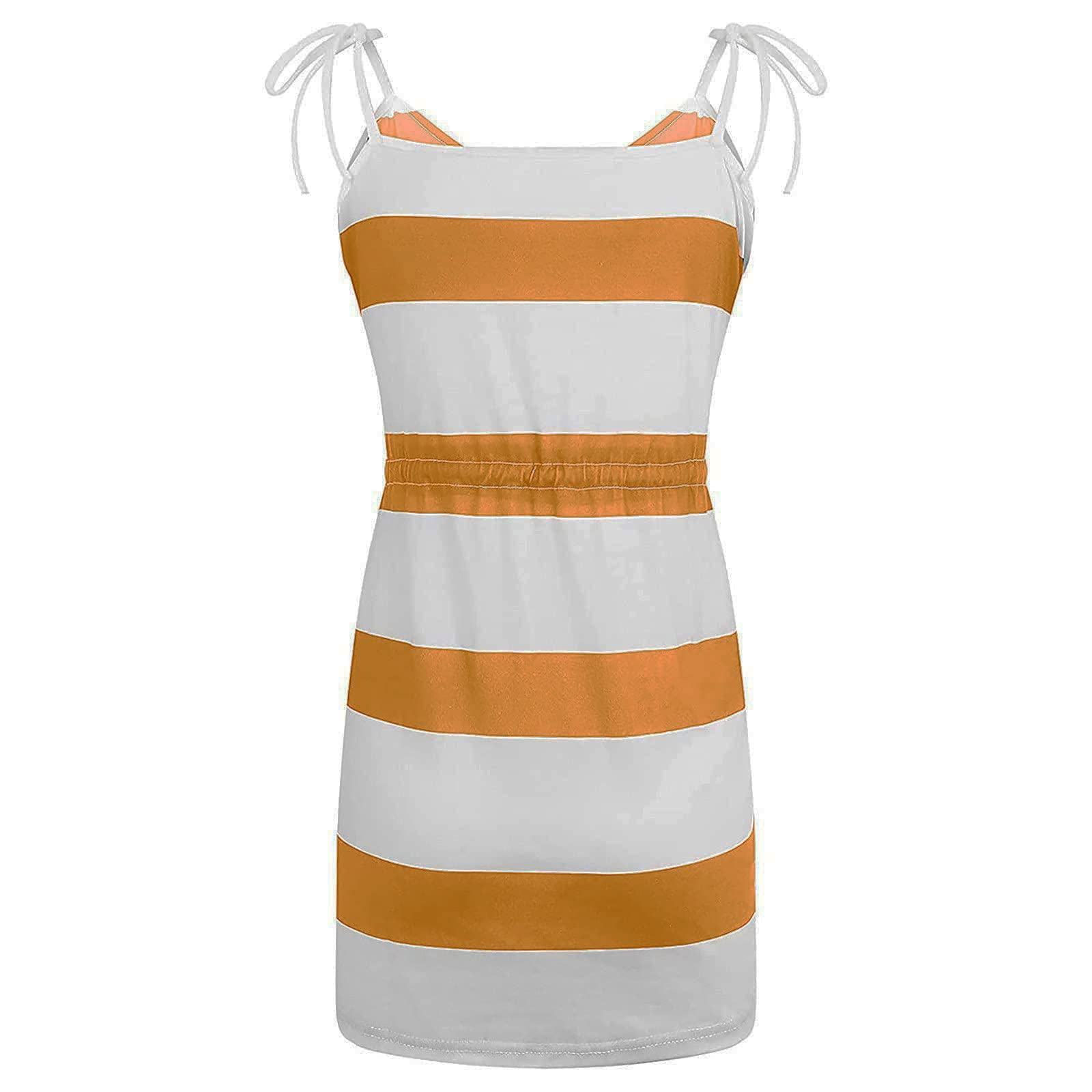 Women's Sleeveless Striped Mini Dress - Summer Cocktail Party Beach Sundress with Pockets | Perfect for Outdoor Events, Vacations & Casual Wear