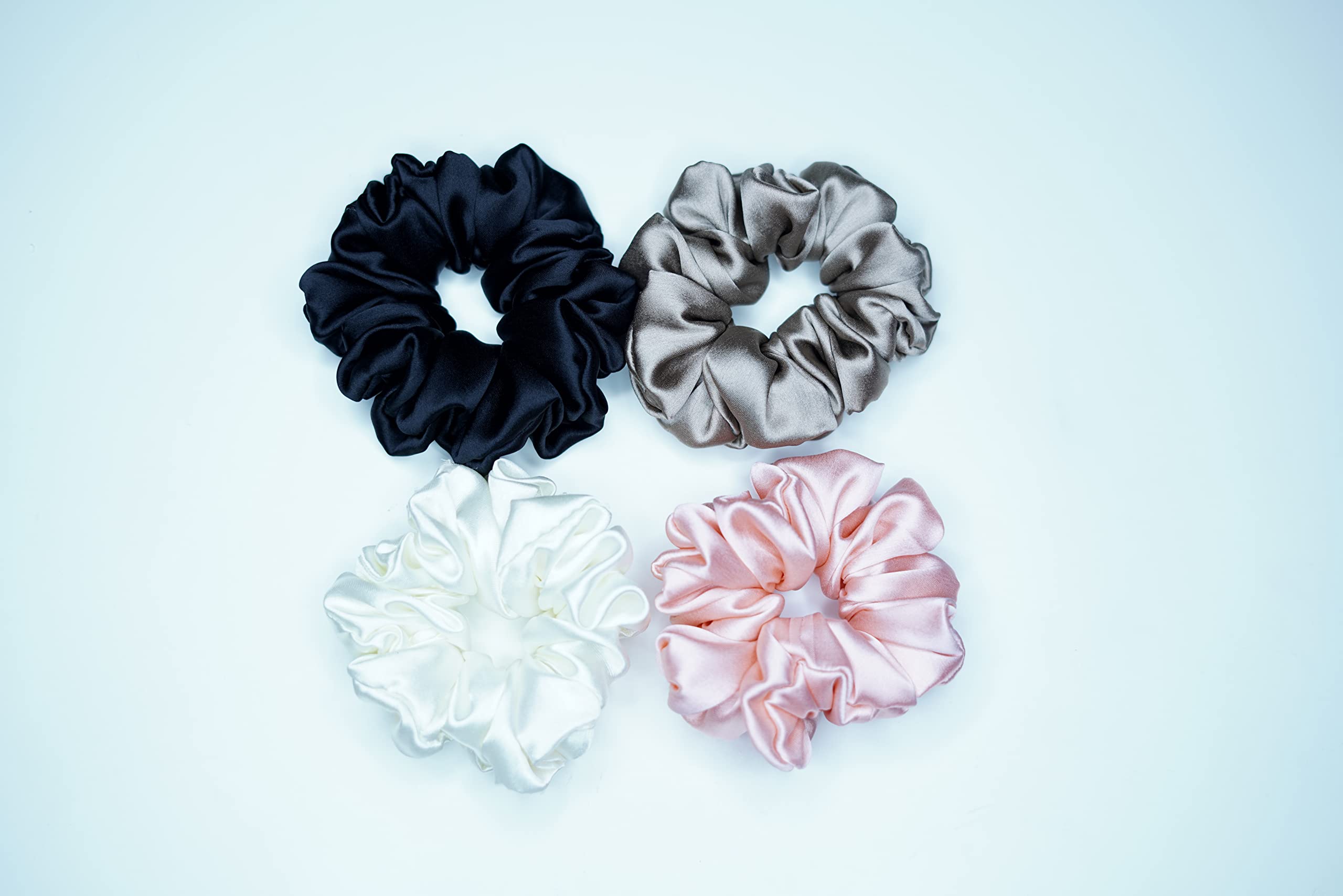 Women's Hair Scrunchies - 4 Pack Soft Elastic Hair Ties for Ponytails, Buns & Everyday Use - Perfect for Work, Gym & Travel