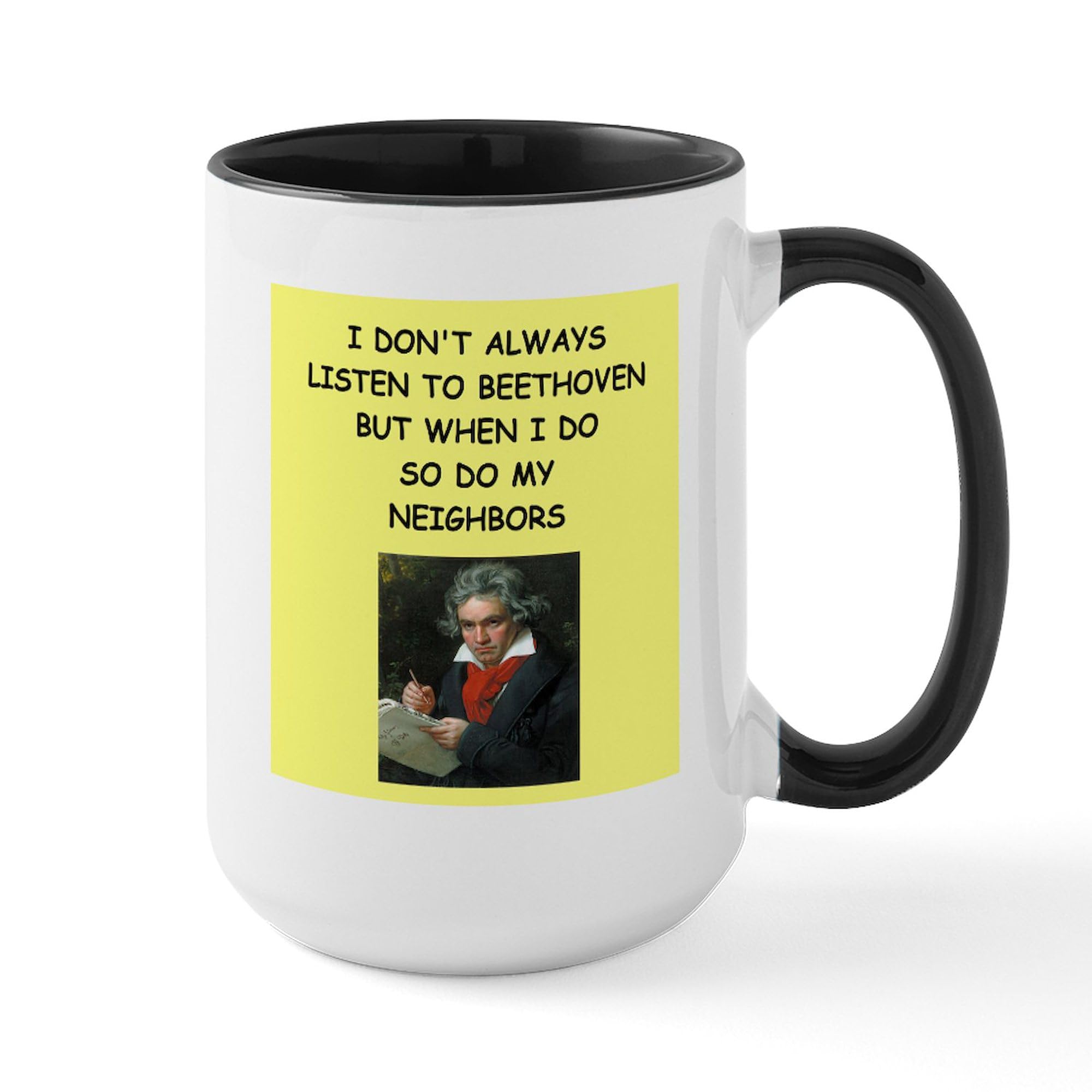 Beethoven Themed 15 oz (444 ml) Ceramic Coffee Mug - Perfect for Music Lovers, Office Use & Gift Giving
