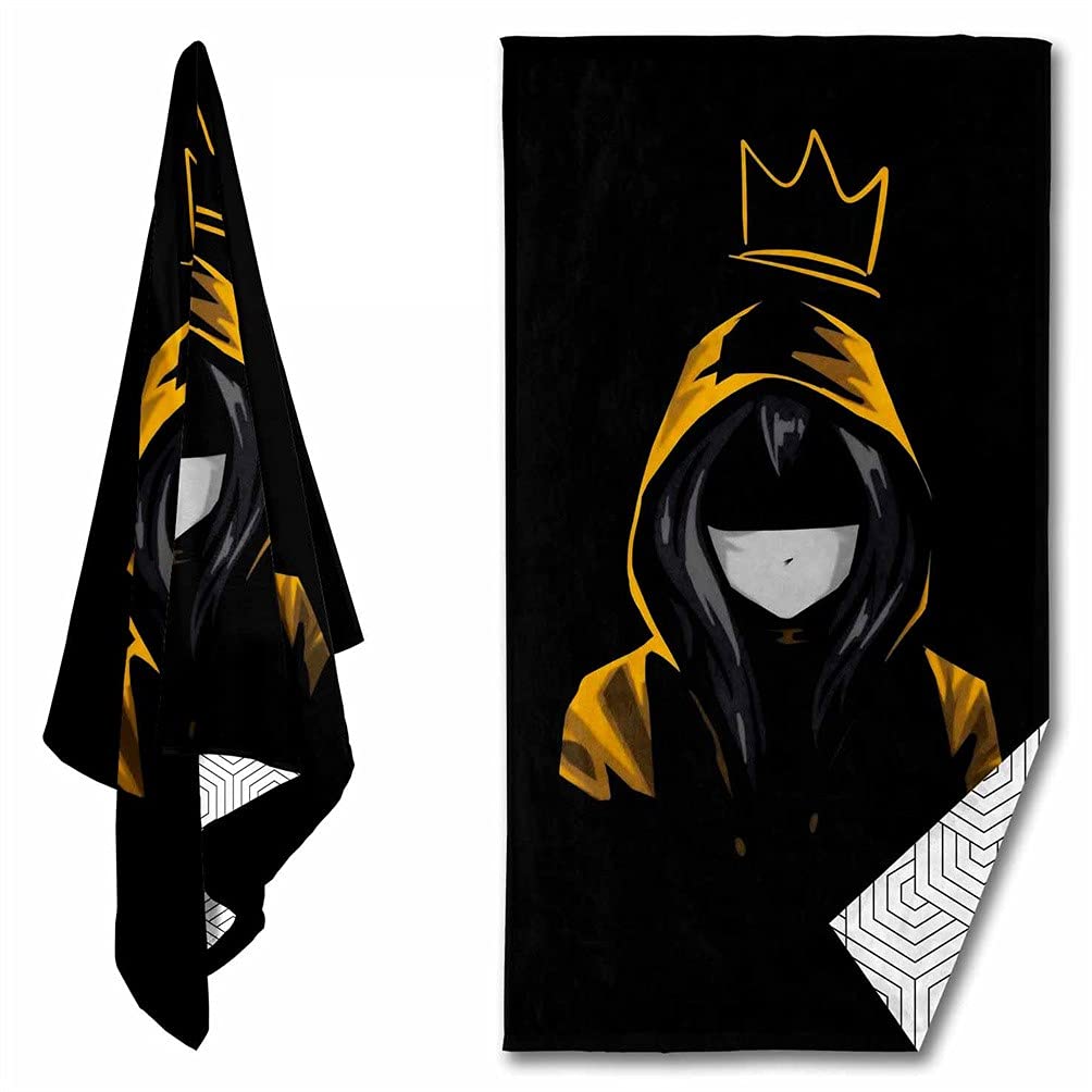 FOTM Anime Black Demon Printed Beach Towel - Super Absorbent Microfiber Quick Dry Towel 55x28 Inch - Lightweight Travel Blanket for Swimming, Gym, Camping & Outdoor Activities - Perfect for Beach, Pool, Yoga & Picnic