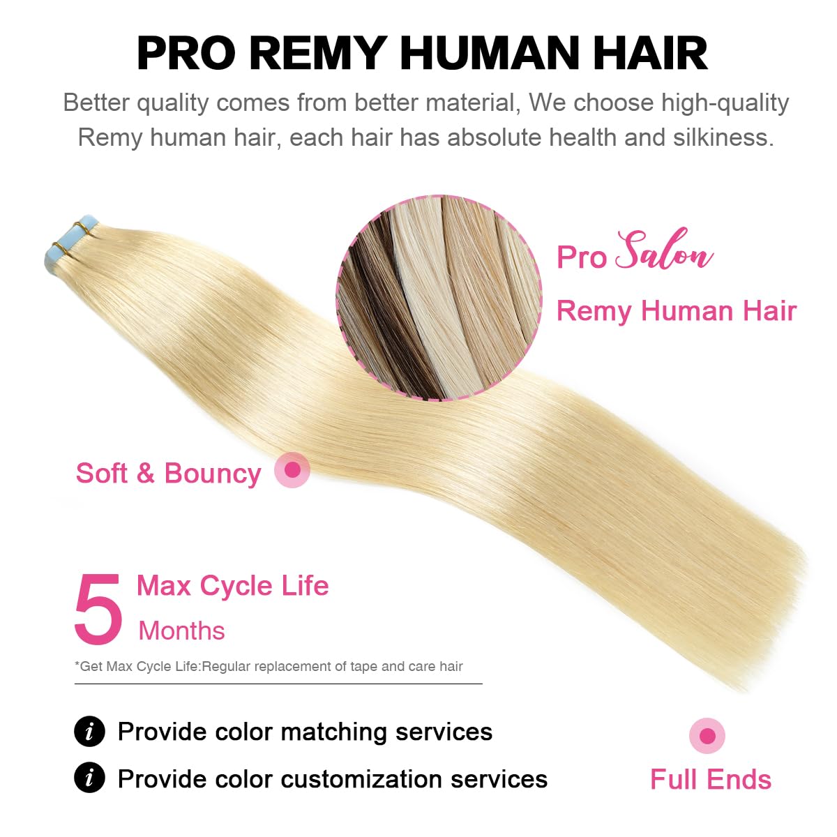 SUYYA 20pcs 20-inch Bleach Blonde #613 Tape-in Hair Extensions - 100% Real Human Hair, 50g/pack, Straight Seamless Skin Weft - Perfect for Daily Wear, Parties & Special Occasions