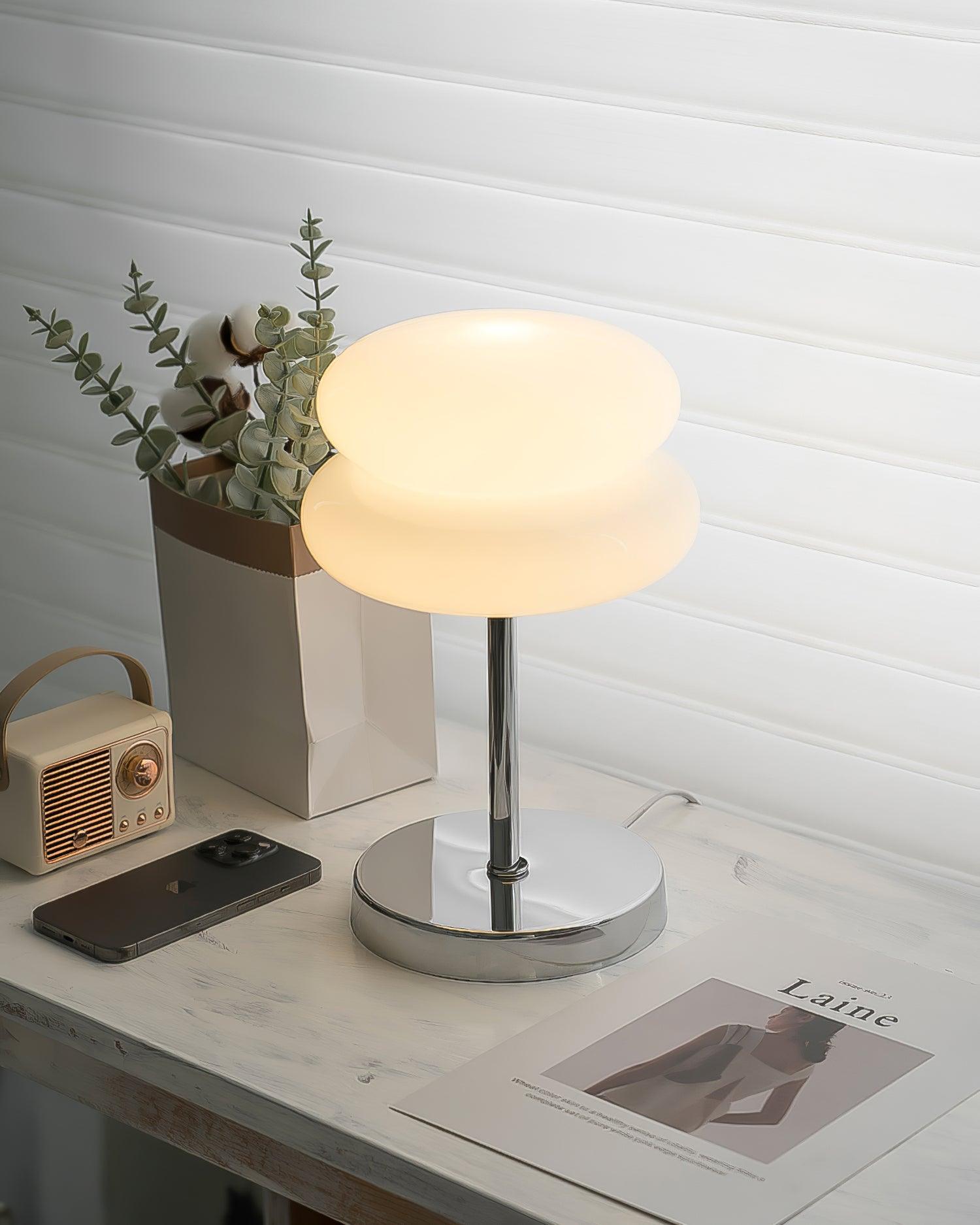 Saturn Glide Modern Glass Table Lamp - Elegant Bedside & Living Room Lighting for Home & Office Decor