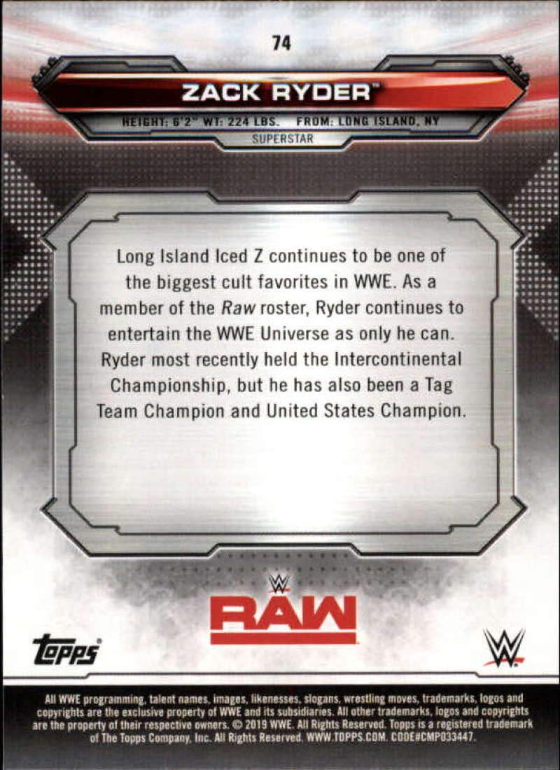 2019 Topps Monday Night Raw Bronze Wrestling #74 Zack Ryder Official WWE Trading Card - Collectible Memorabilia for WWE Fans & Card Collectors