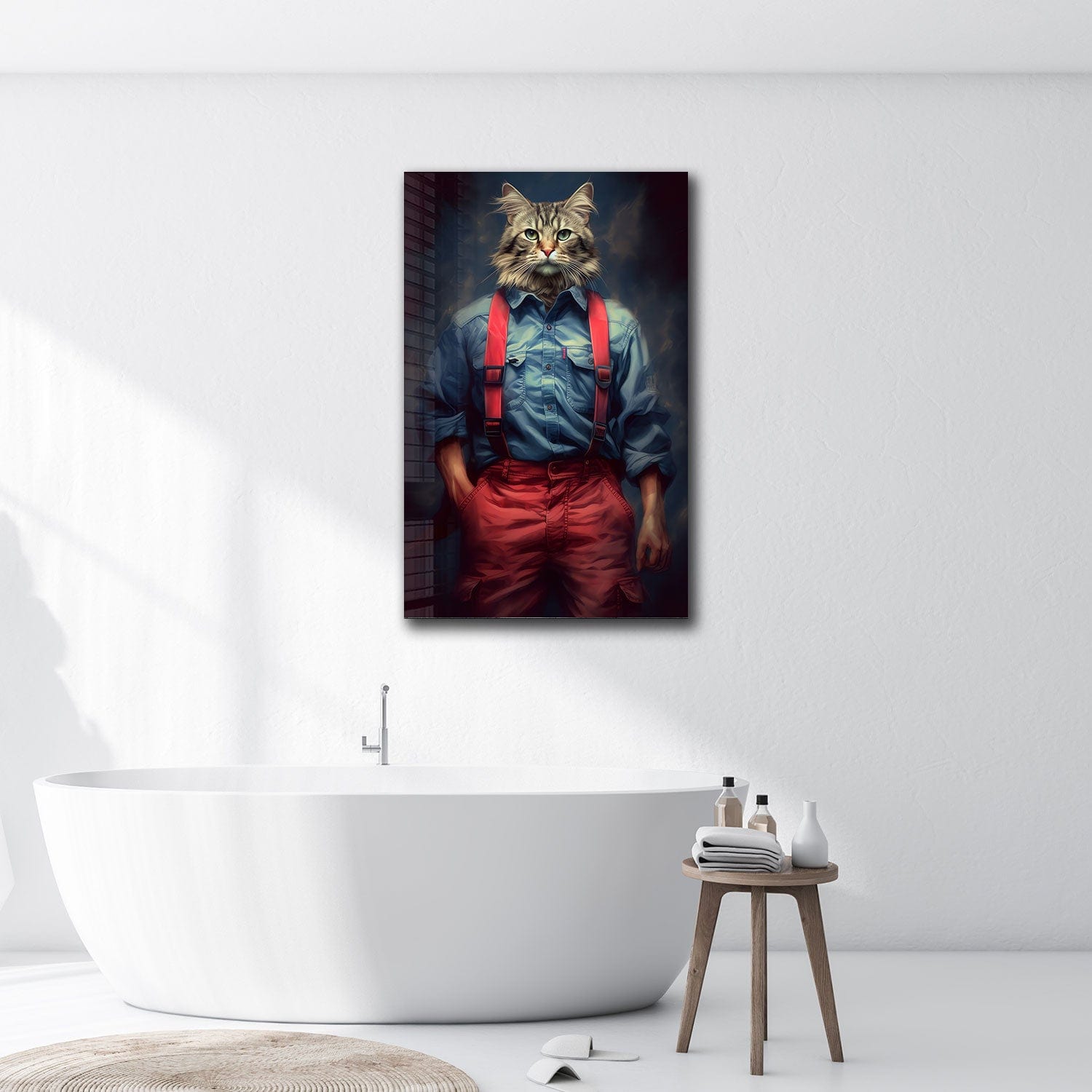 Mr. Cat Premium Tempered Glass Wall Art - Elegant Home Decor for Living Room, Bedroom & Office