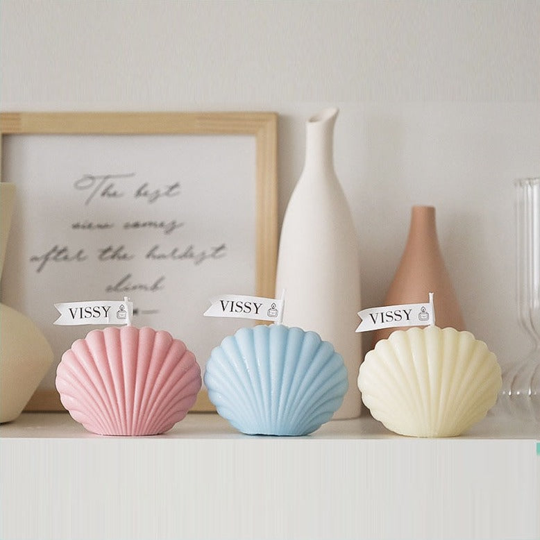 Handmade Sea Shell Decorative Candles - Natural Beach Themed Scented Candles for Home Decor, Wedding Centerpieces & Relaxing Spa Atmosphere