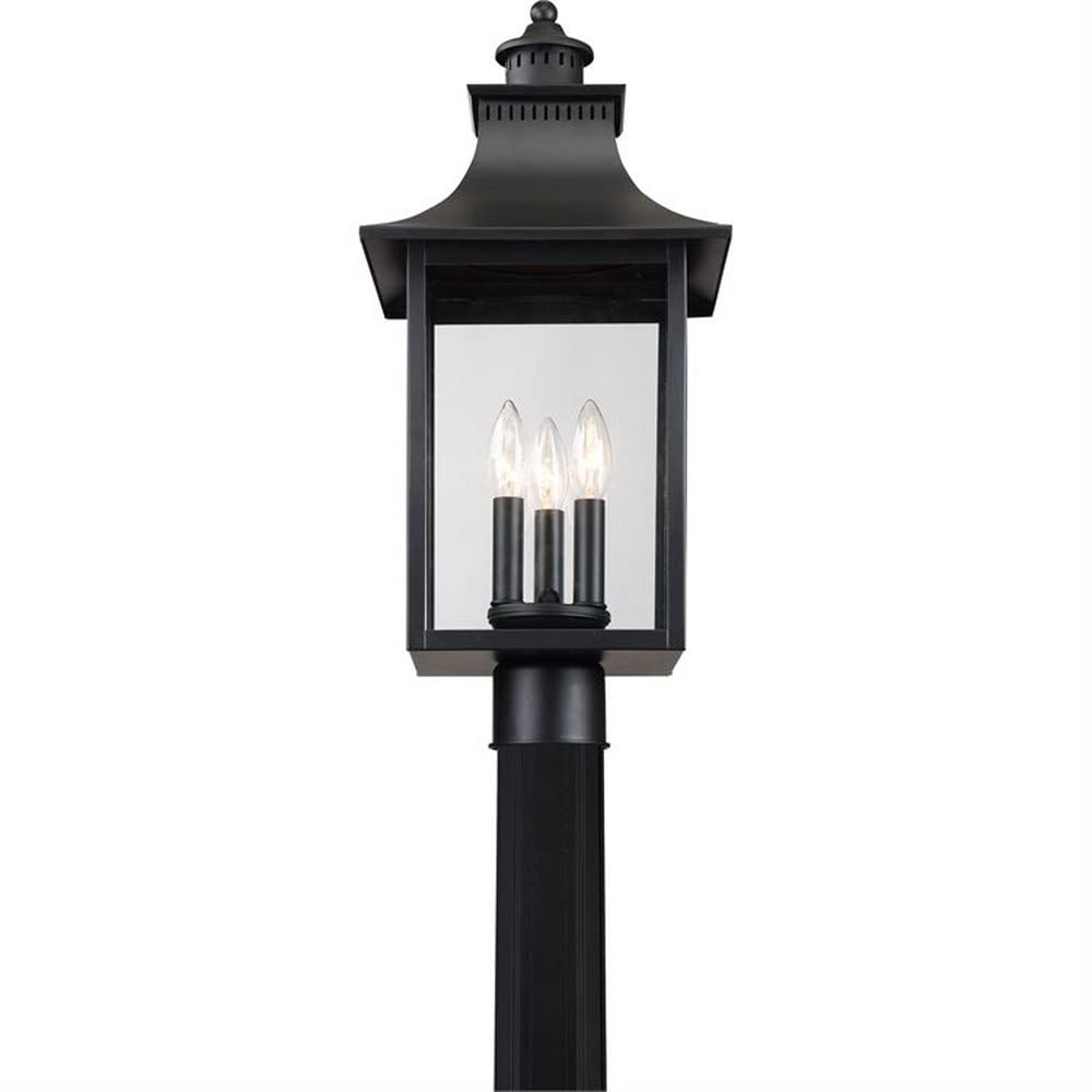3-Light Outdoor Post Lantern with Mystic Black Finish - Traditional Style Exterior Lighting for Porch, Garden & Pathway - 71-Bel-2539262