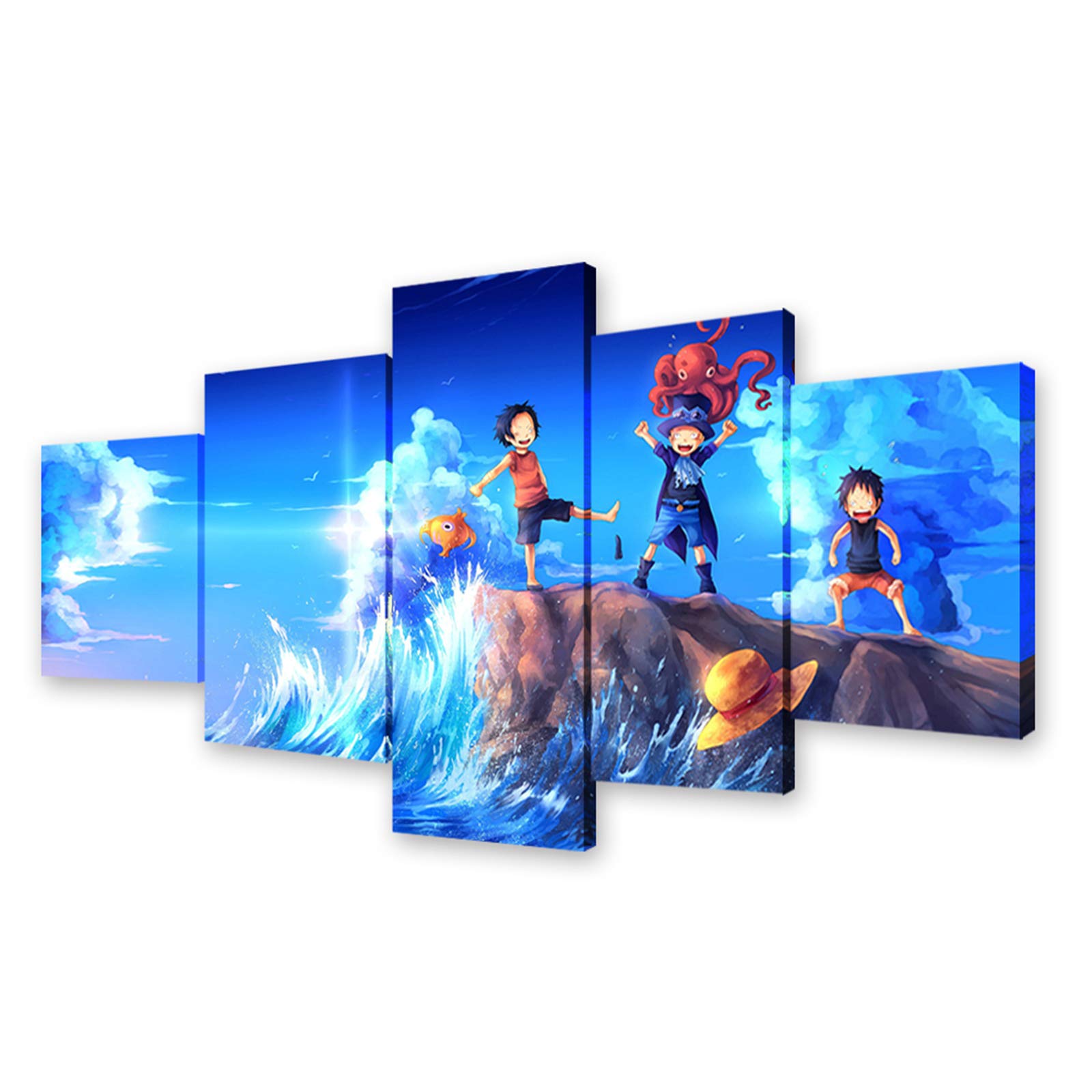 One Piece Anime Luffy Ace Sabo Three Brothers Canvas Wall Art Poster - Framed Painting for Living Room, Bedroom & Office Decor - Perfect Gift for Anime Fans