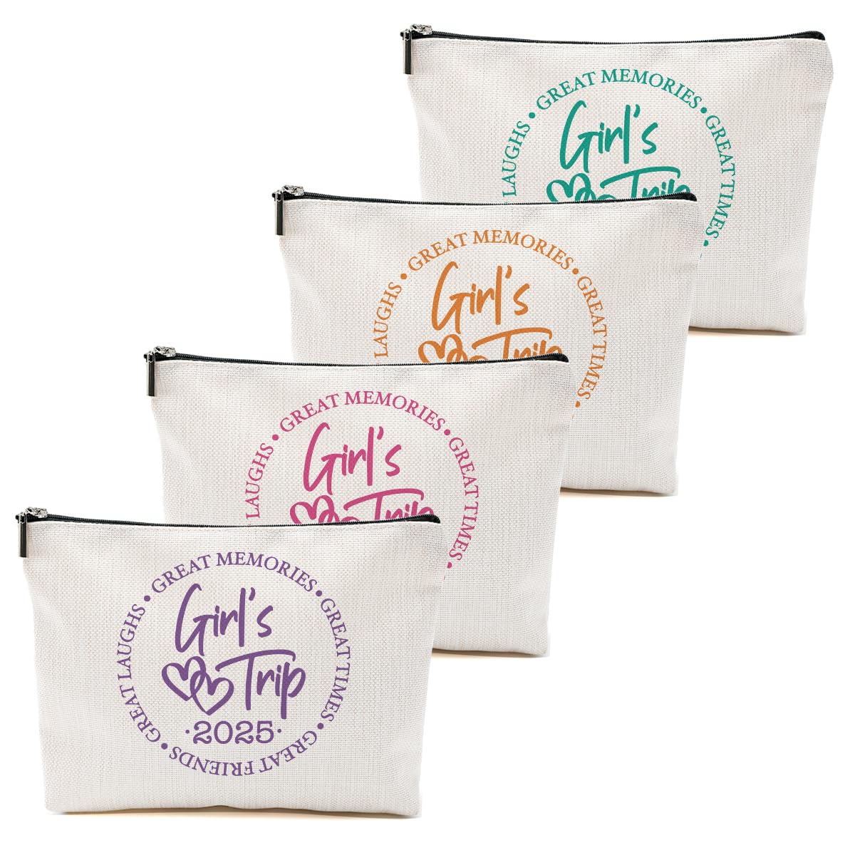 1-4 Pcs Makeup Bag Set - Cute Travel Cosmetic Pouch for Women, Best Friend Gifts for Bridesmaids, Bachelorette Party Favors & Girls Weekend - Perfect for Travel, Spa Days & Gift Exchanges