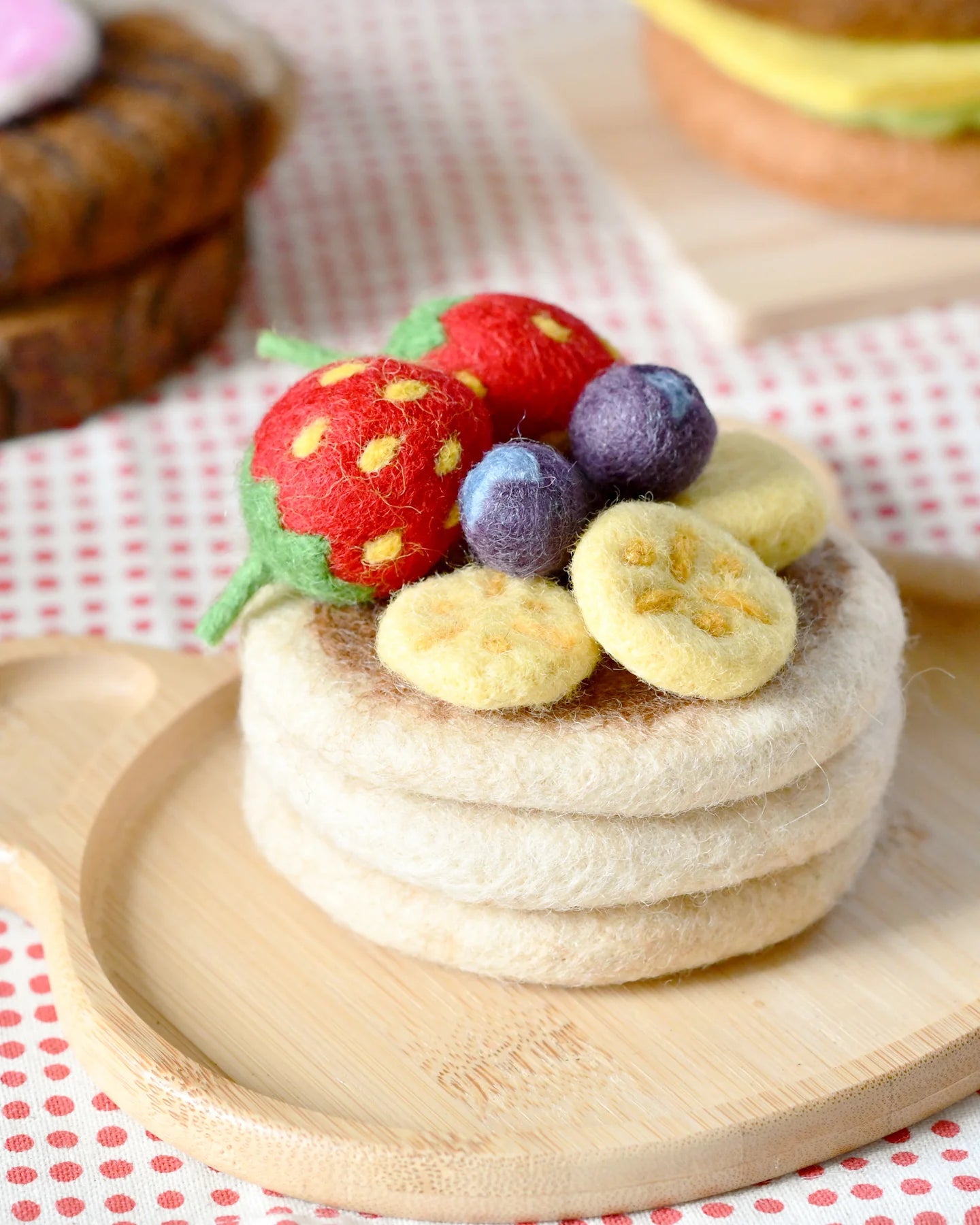 Pancake Stack Set - Felt Play Food for Kids - Pretend Play Kitchen Toys for Toddlers & Preschoolers - Perfect for Imaginative Play & Learning