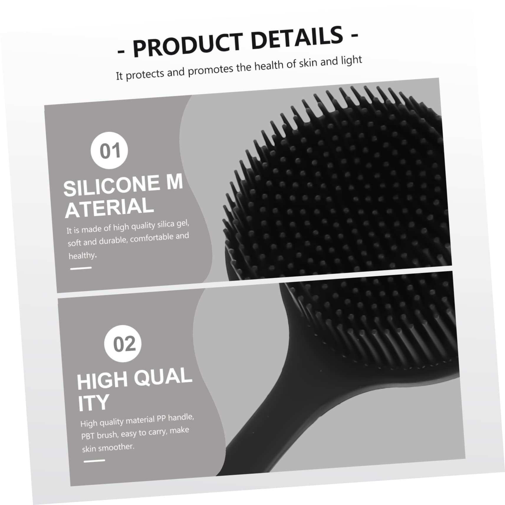 Minkissy Scalp Scrubber - Black Silicone Handle Bath & Body Brush for Exfoliation, Deep Cleansing & Massage - Perfect for Shower, Spa & Relaxation at Home