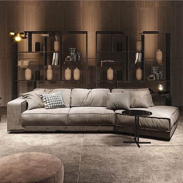Halcyon Leathaire Angled Sectional Sofa - Modern L-Shaped Leather Couch for Living Room, Home Theater & Office | Comfortable Reclining Sofa Set with Premium PU Leather & Sturdy Frame