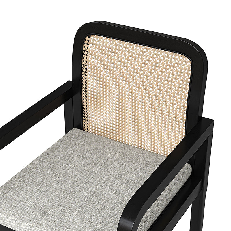 Kevin Rattan Dining Chairs - Mid Century Modern Accent Chairs with Elegant Woven Backrest | Perfect for Dining Rooms, Living Spaces & Boho Home Decor