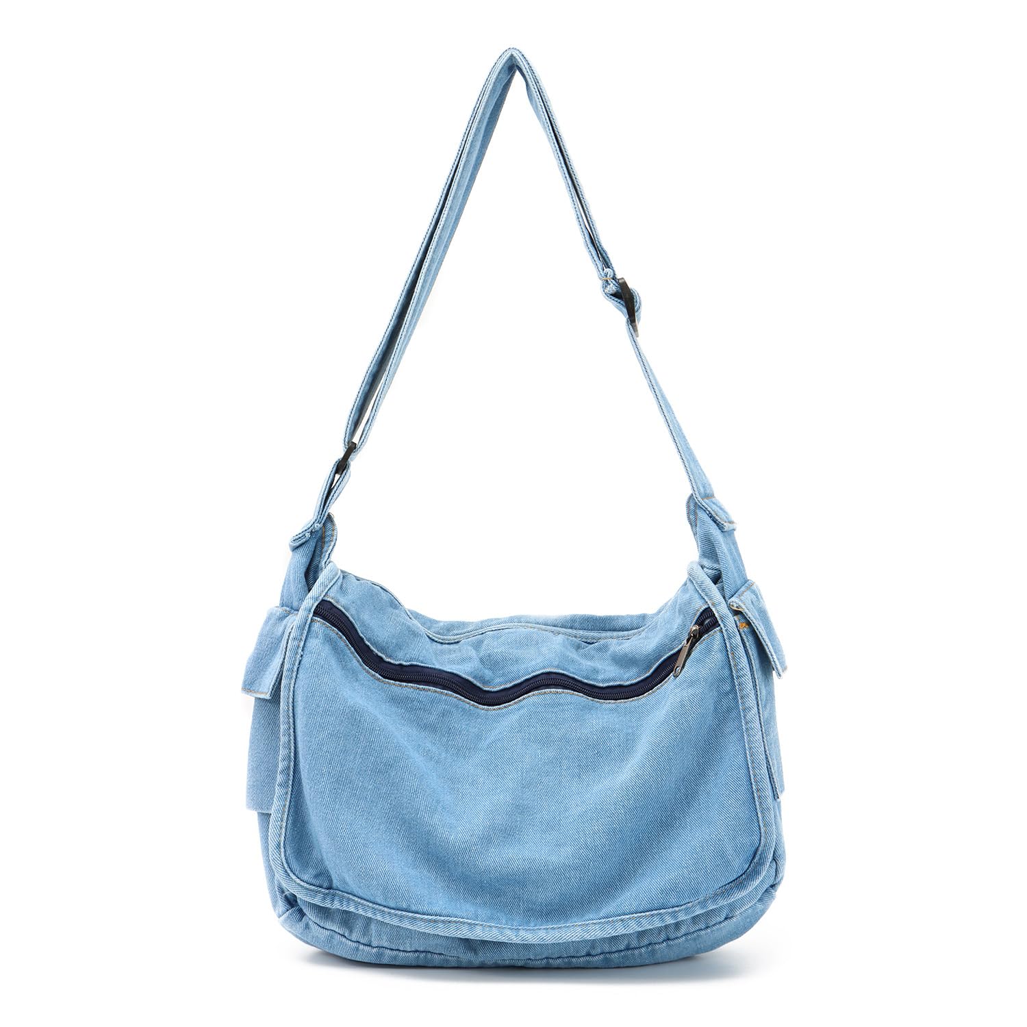 Vintage Denim Hobo Purse & Canvas Messenger Shoulder Bag - Large Retro Crossbody Satchel for Women & Men | Perfect for Casual Outings, Travel & Everyday Use