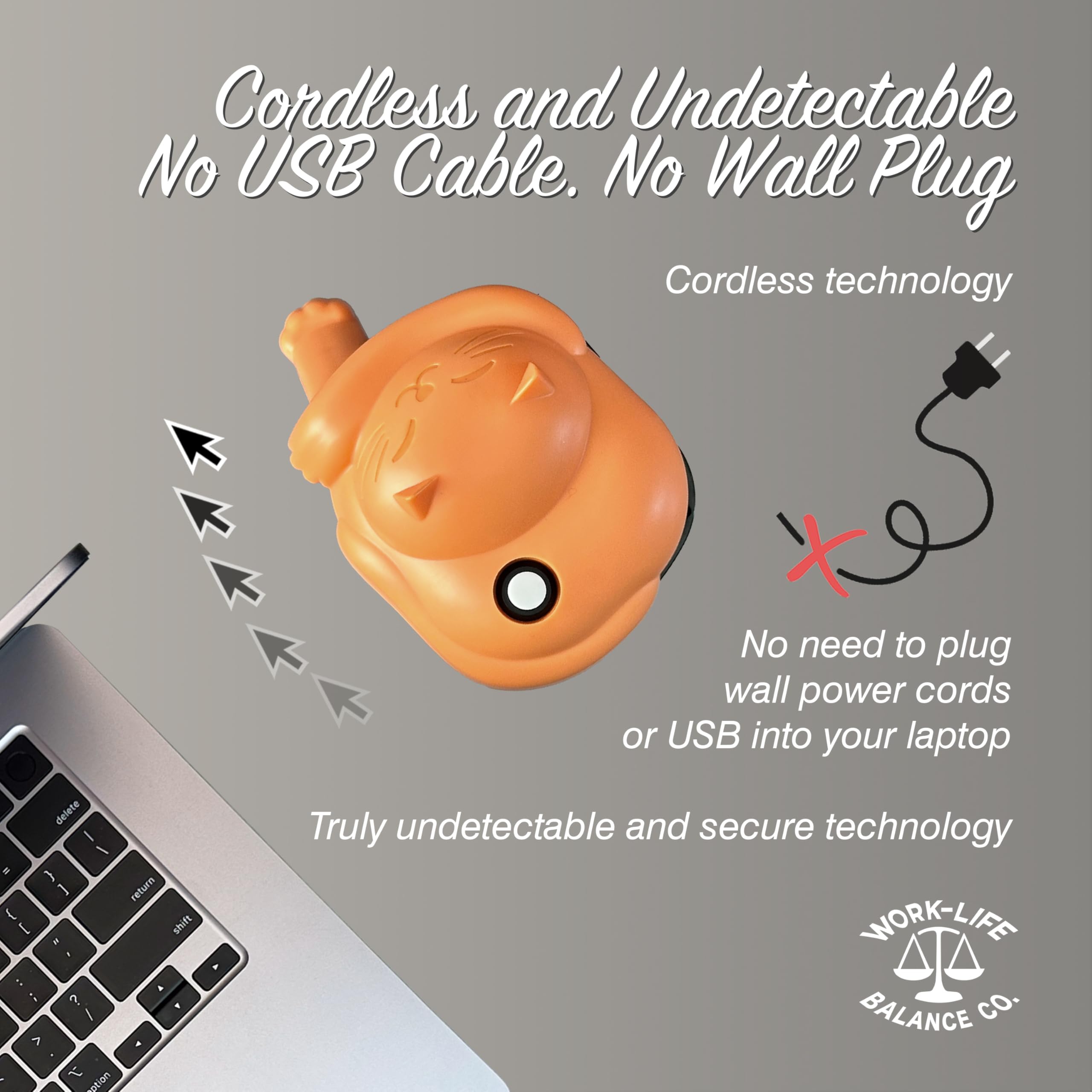 Laptop Trackpad Jiggler - AA Battery Lasts 6 Months - Undetectable Cordless Mouse Mover - Keeps Touchpad Active & Laptop Awake - Mechanical Mouse Jiggler with ON/Off Switch (Orange Cat) - Ideal for Remote Work & Online Meetings