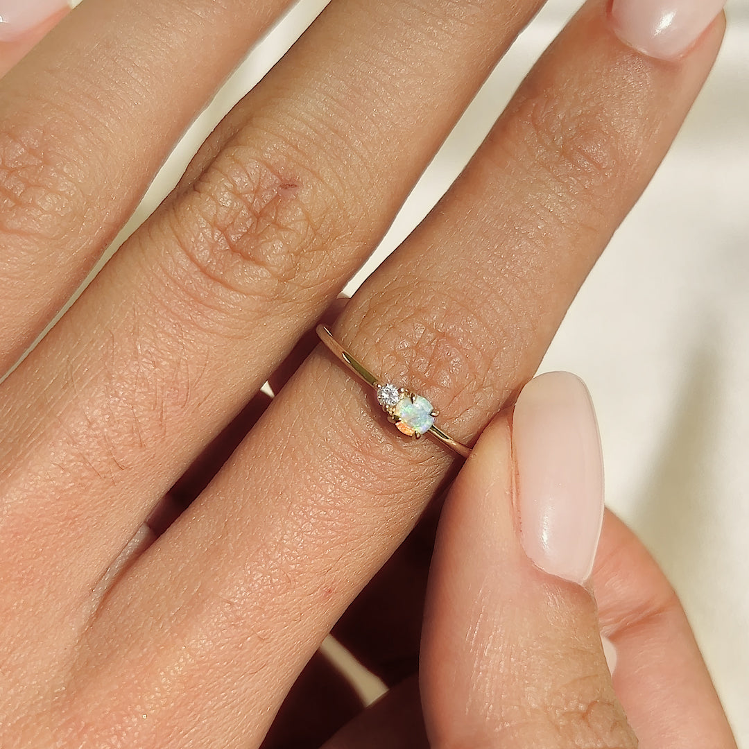Exquisite Opal and Diamond Ring - Elegant Handcrafted Jewelry for Women | Perfect for Weddings, Anniversaries & Special Occasions