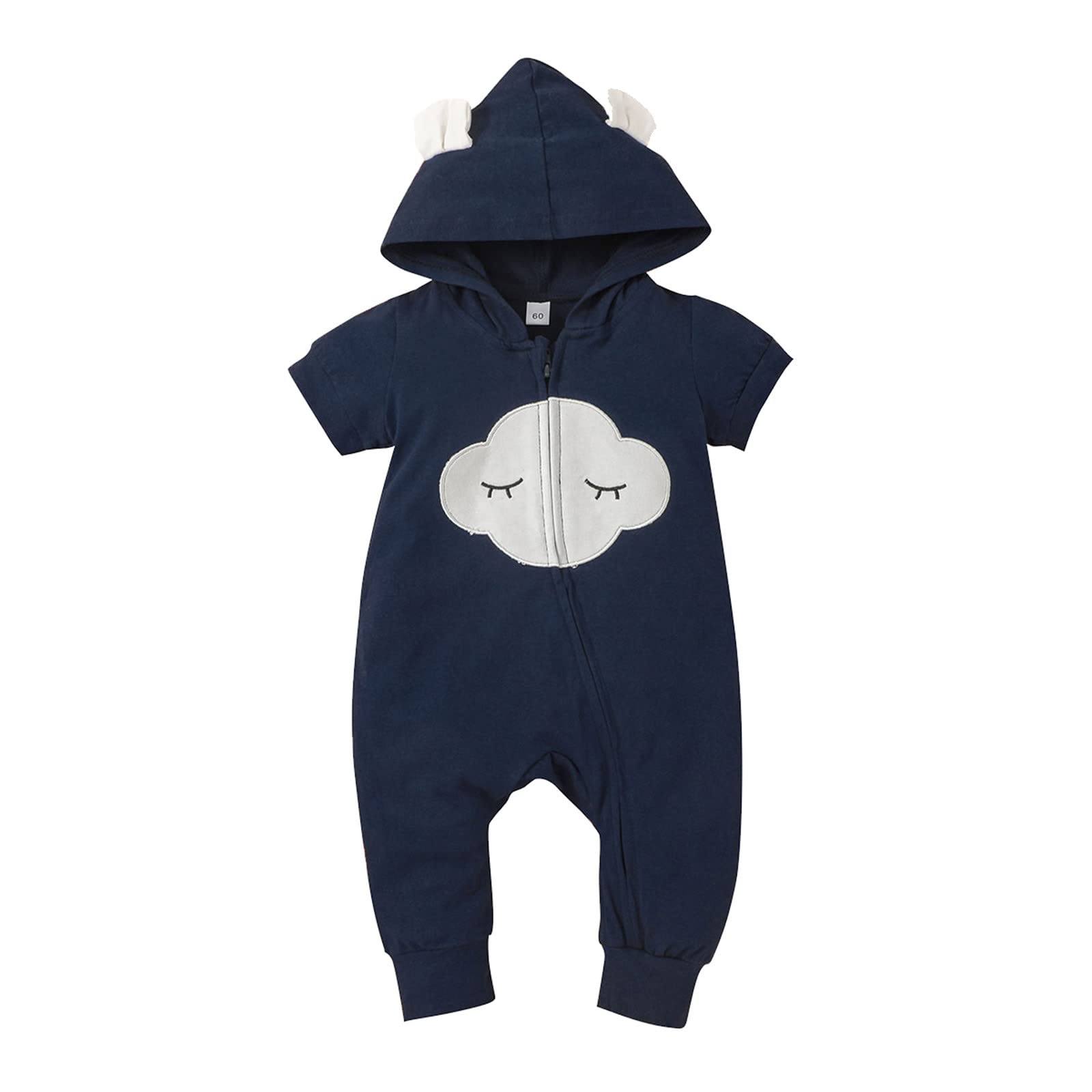 Striped Hooded Romper for Baby Boys & Girls - Cartoon Sleeveless Jumpsuit - 18 Month Infant Clothes - Perfect for Playtime, Daycare & Summer Outings