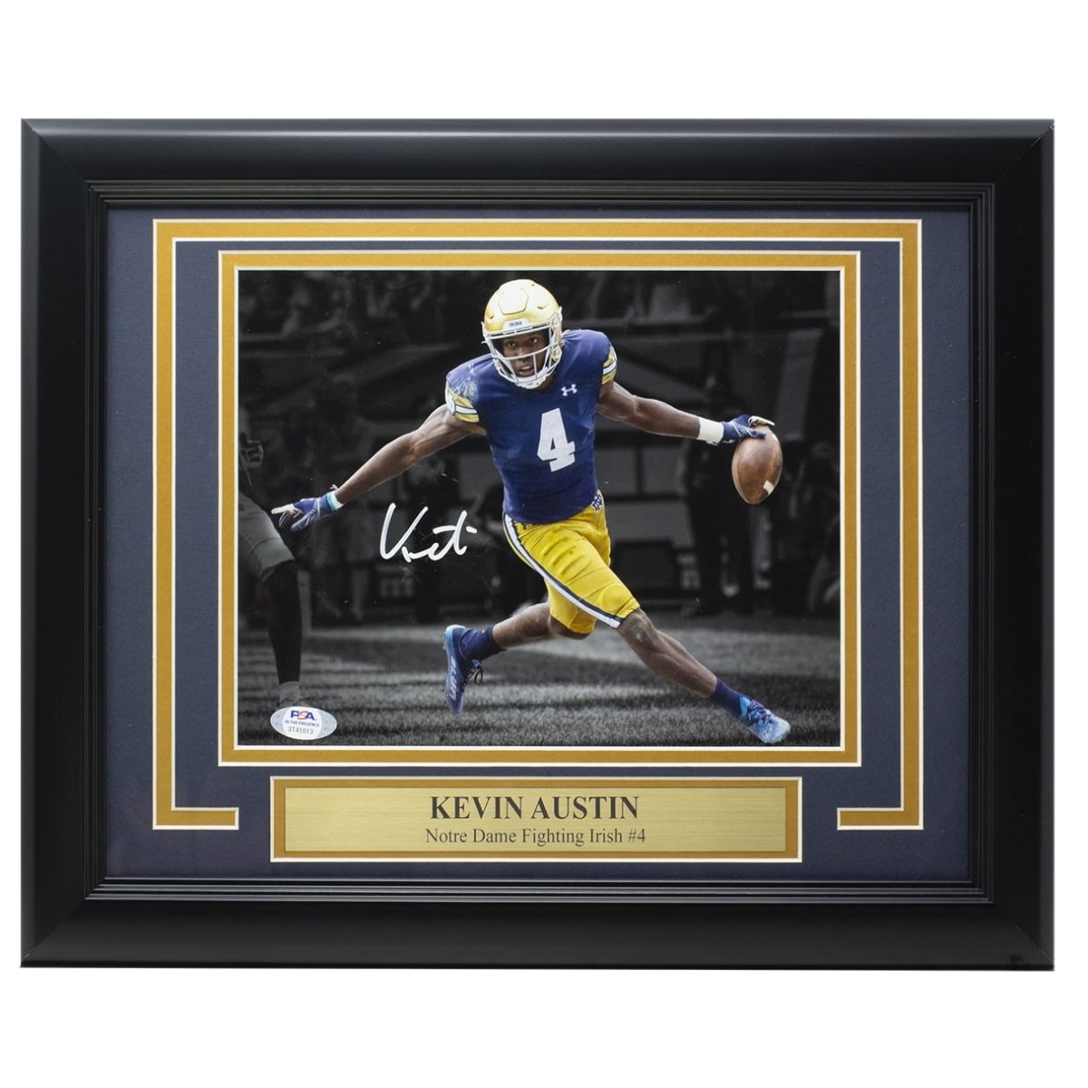 Kevin Austin Jr. Autographed Framed Notre Dame 8x10 Football Photo with PSA Certification - Perfect for Sports Memorabilia Collectors and Fighting Irish Fans