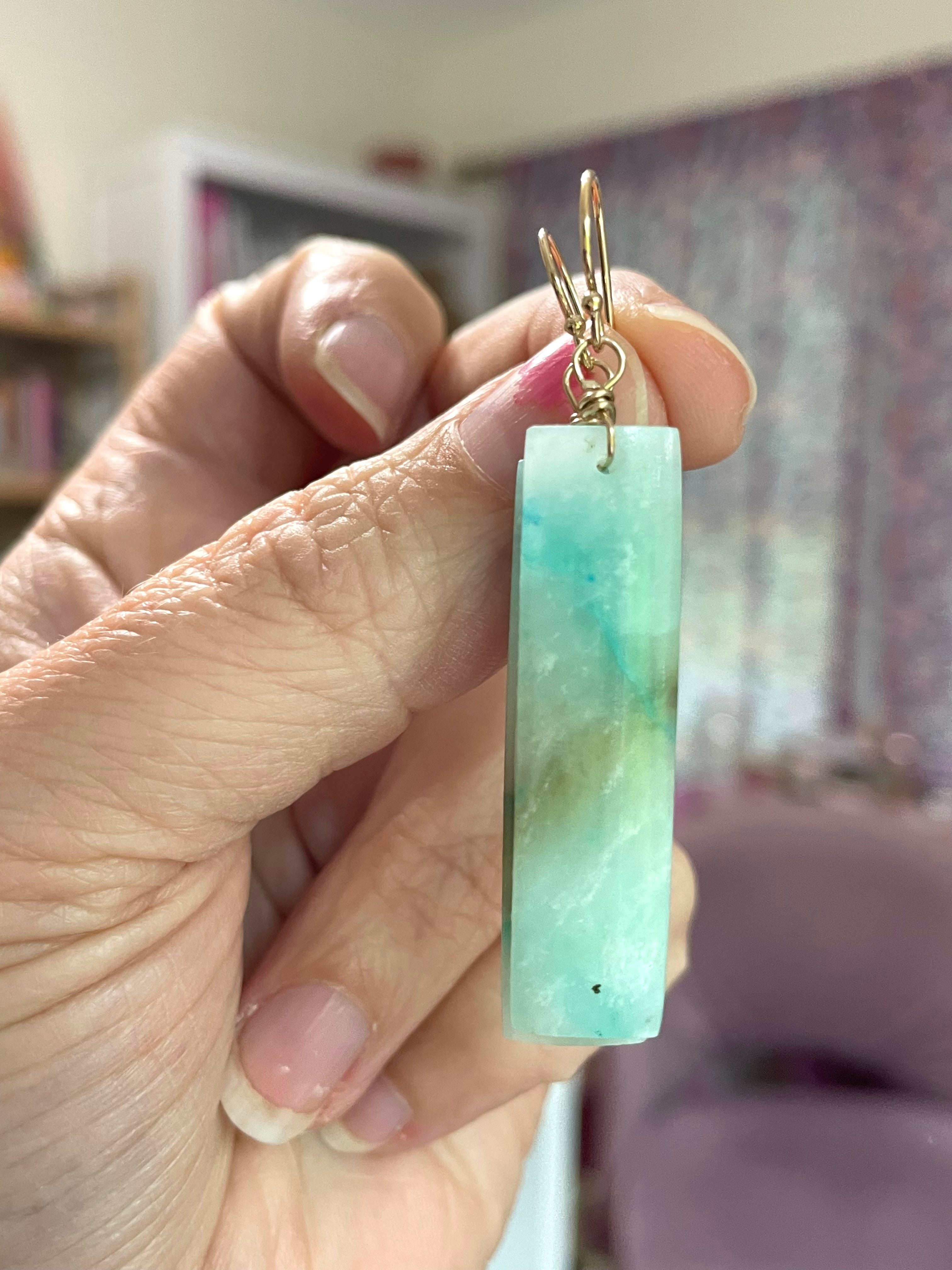Authentic Peruvian Blue Opal Earrings – Handmade Sterling Silver Dangle Earrings for Women | Perfect for Boho, Wedding & Everyday Jewelry