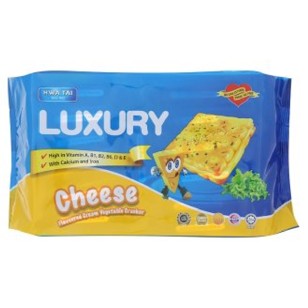 Hwa Tai Luxury Sandwich Crackers - Cheese Cream & Vegetable Flavor, 13pcs x 20g (9 Pack) | Perfect for Snacking, Lunch Boxes & Tea Time Treats