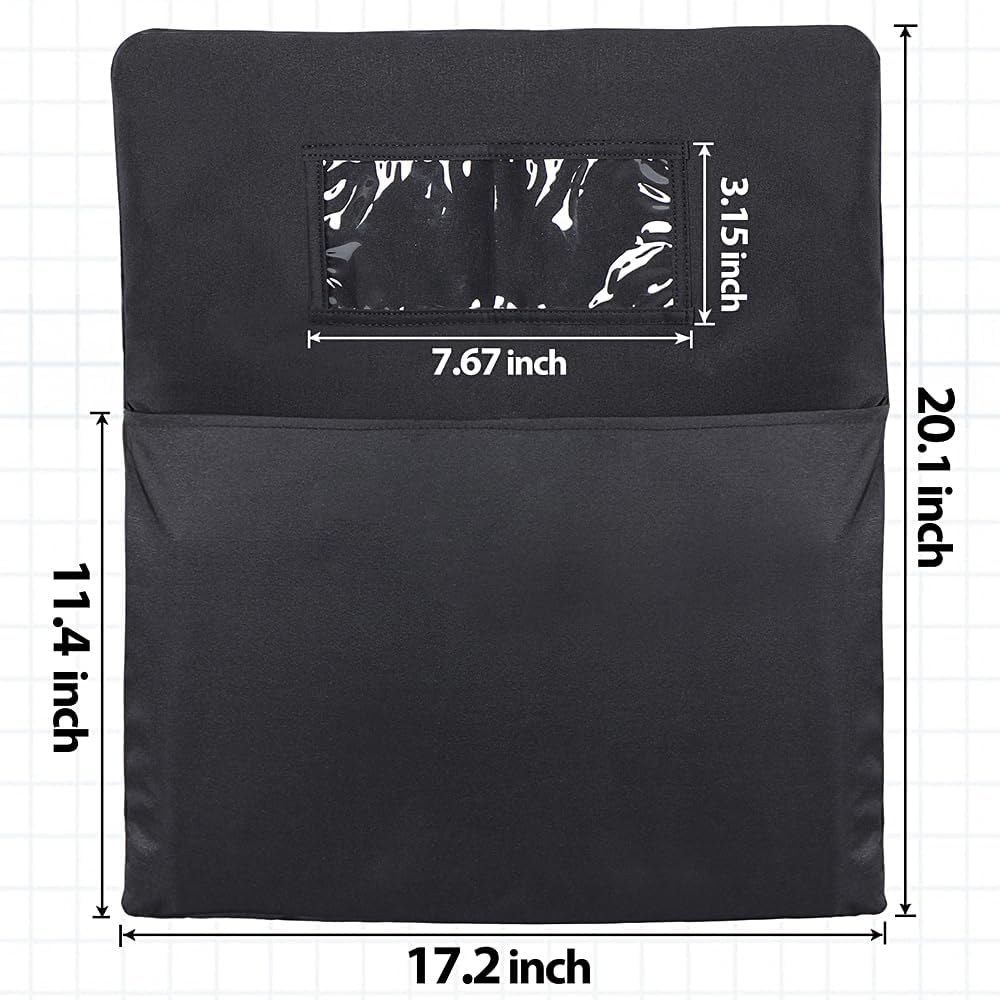 Black Chairback Buddy Pocket Chart 12 Pack - 17 x 20 Inch Classroom Chair Pockets with Name Slot - Back of Chair Organizer for School Supplies Storage - Perfect for Teachers, Students & Homeschool Organization