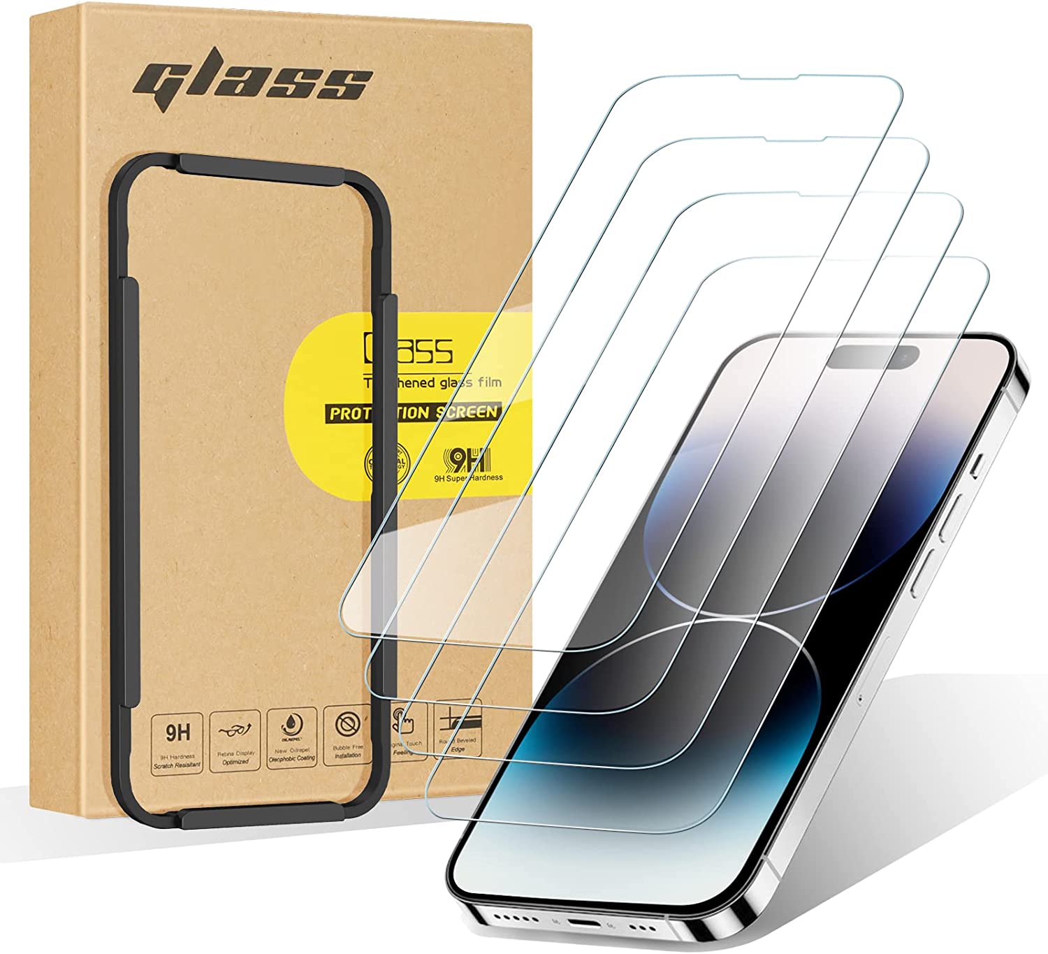 iPhone 14 Pro Max Screen Protector 4 Pack - Tempered Glass, Anti-Scratch, Bubble-Free - Perfect for Work, Travel & Everyday Protection