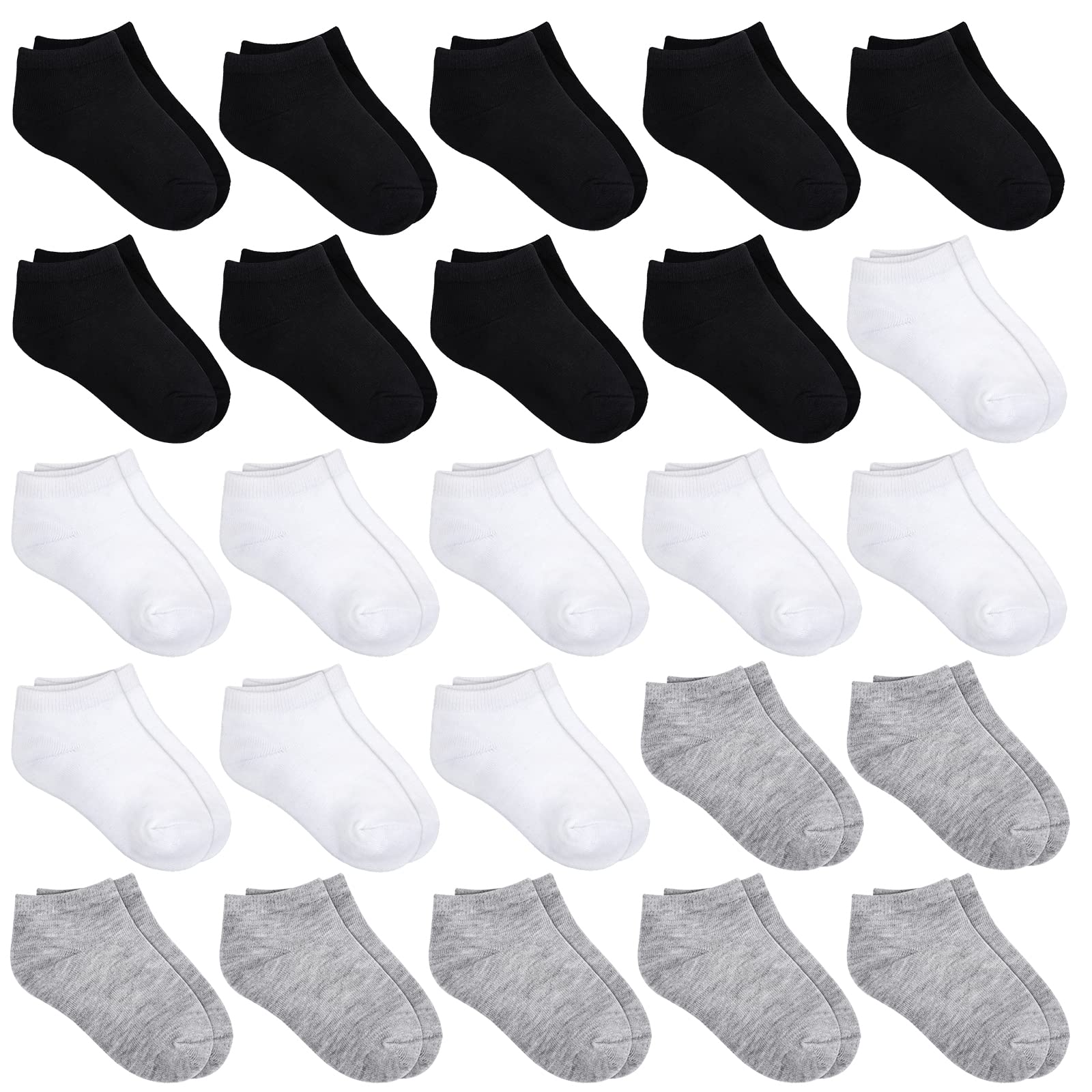 TODDOR 25 Pairs Kids Socks - Low Cut Half Cushion Ankle Socks for Boys & Girls - Soft Comfortable Socks for School, Sports & Daily Wear
