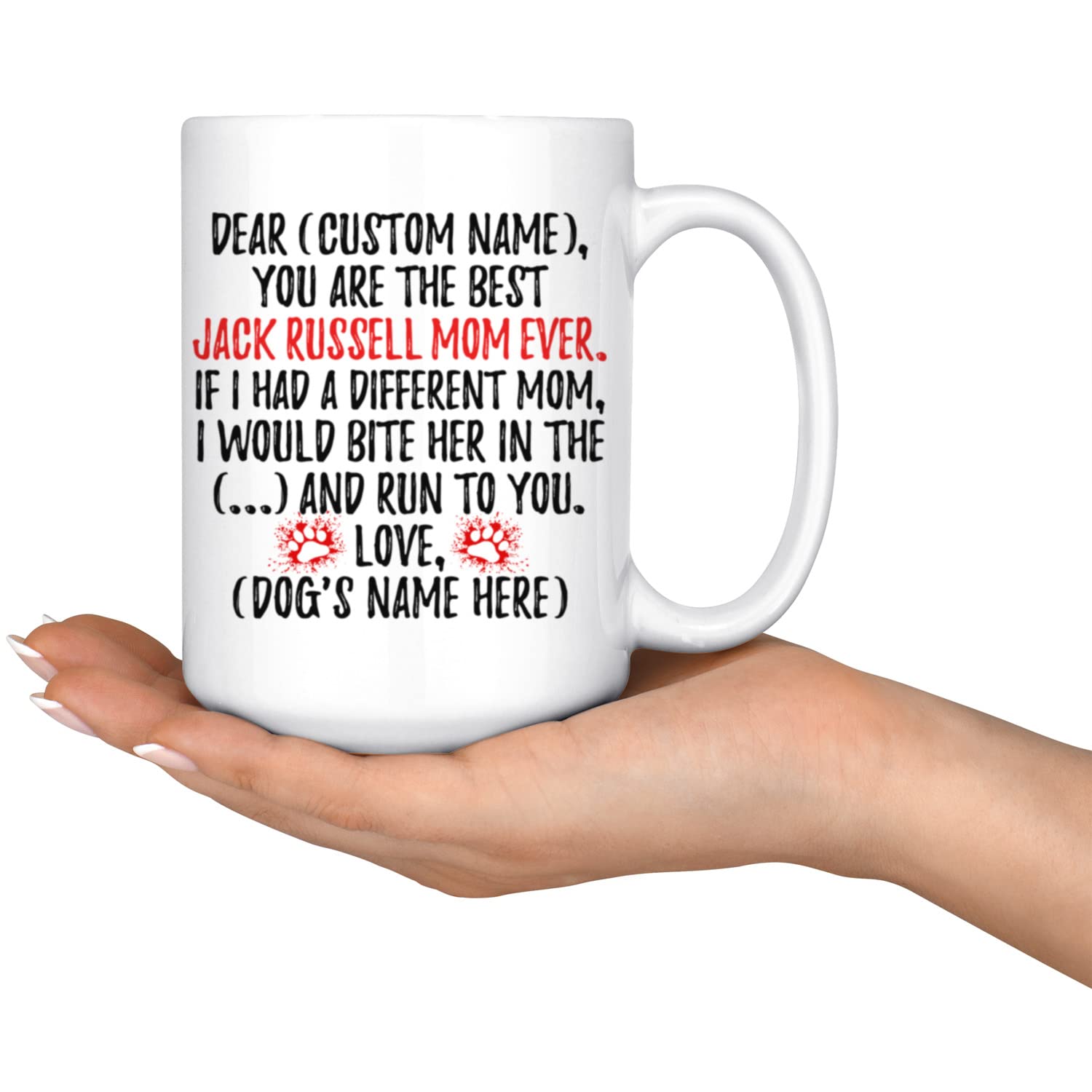 Personalized Jack Russell Terrier Dog Mom Coffee Mug - 15oz Ceramic Cup for Women, Dog Lovers & Pet Owners - Perfect Gift for Mother's Day, Birthday & Dog Themed Parties