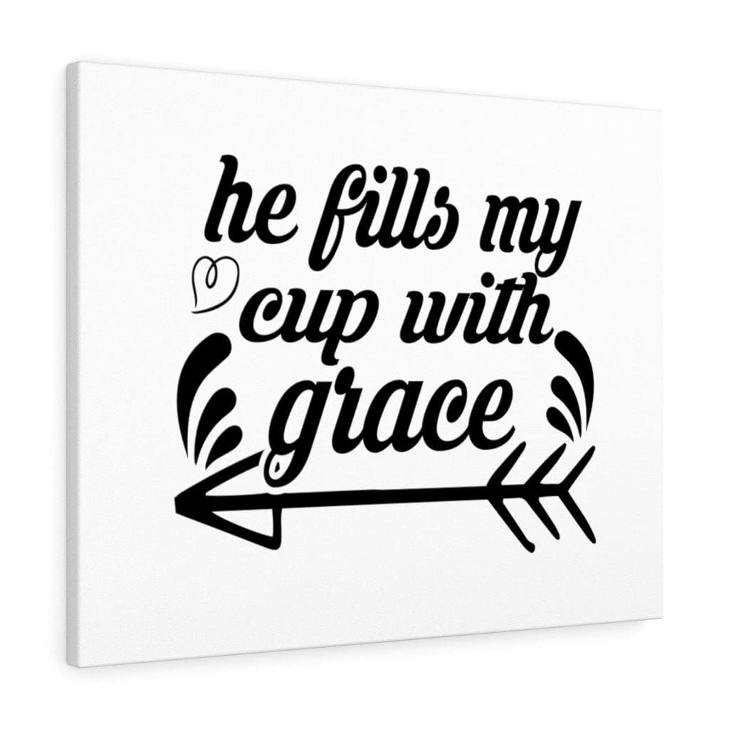 Christian Wall Art with Bible Verse - 'He Fills My Cup with Grace' Scripture Print - Ready to Hang Home Decor for Living Room, Bedroom & Church - Inspirational Gift for Weddings, Baptisms & Christian Holidays