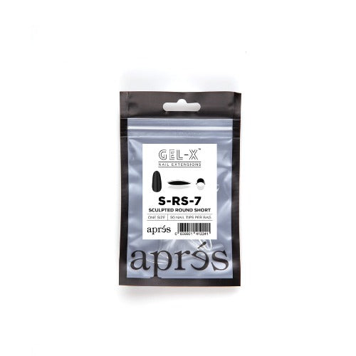 Apres Gel X Refill Tips (50pc) - Sculpted Short Round Fake Nails for Natural Look | DIY Manicure, Nail Art, Salon & Home Use