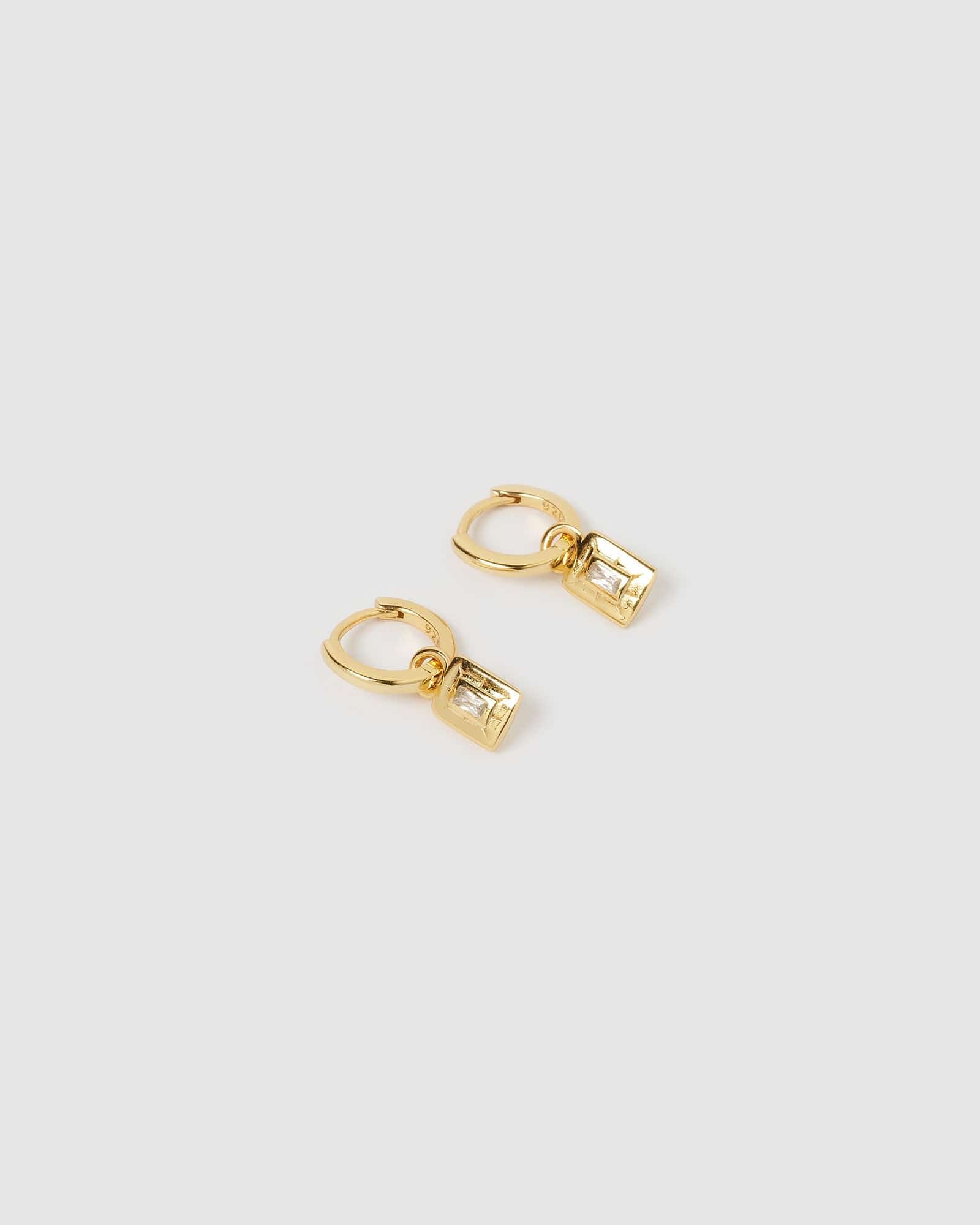 Izoa Cairo Gold Clear Huggie Earrings for Women - Minimalist Hoop Earrings for Everyday Wear, Parties & Gifting