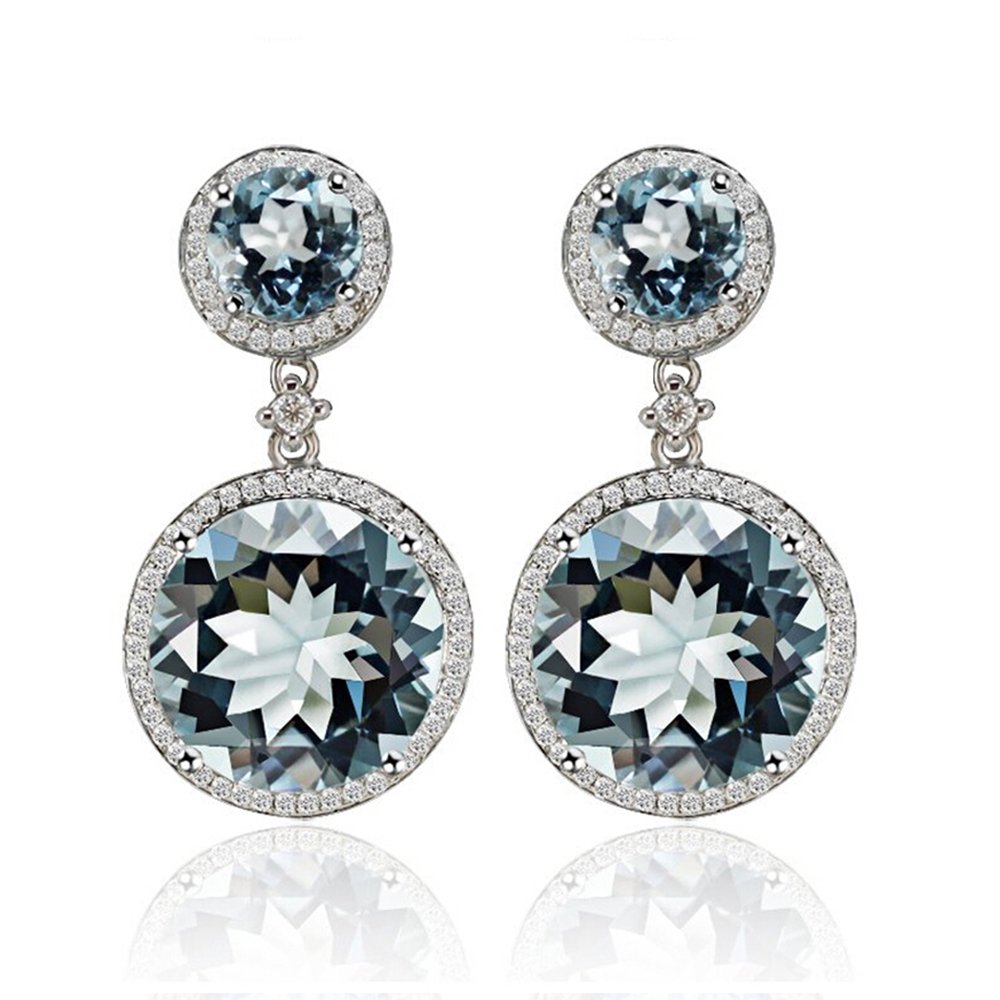 14K White & Yellow Gold Diamond Stud Earrings for Women - Real Tanzanite & Amethyst Gemstone Jewelry | Perfect for Engagement, Wedding & Anniversary Gifts | Elegant Everyday Wear & Special Occasions