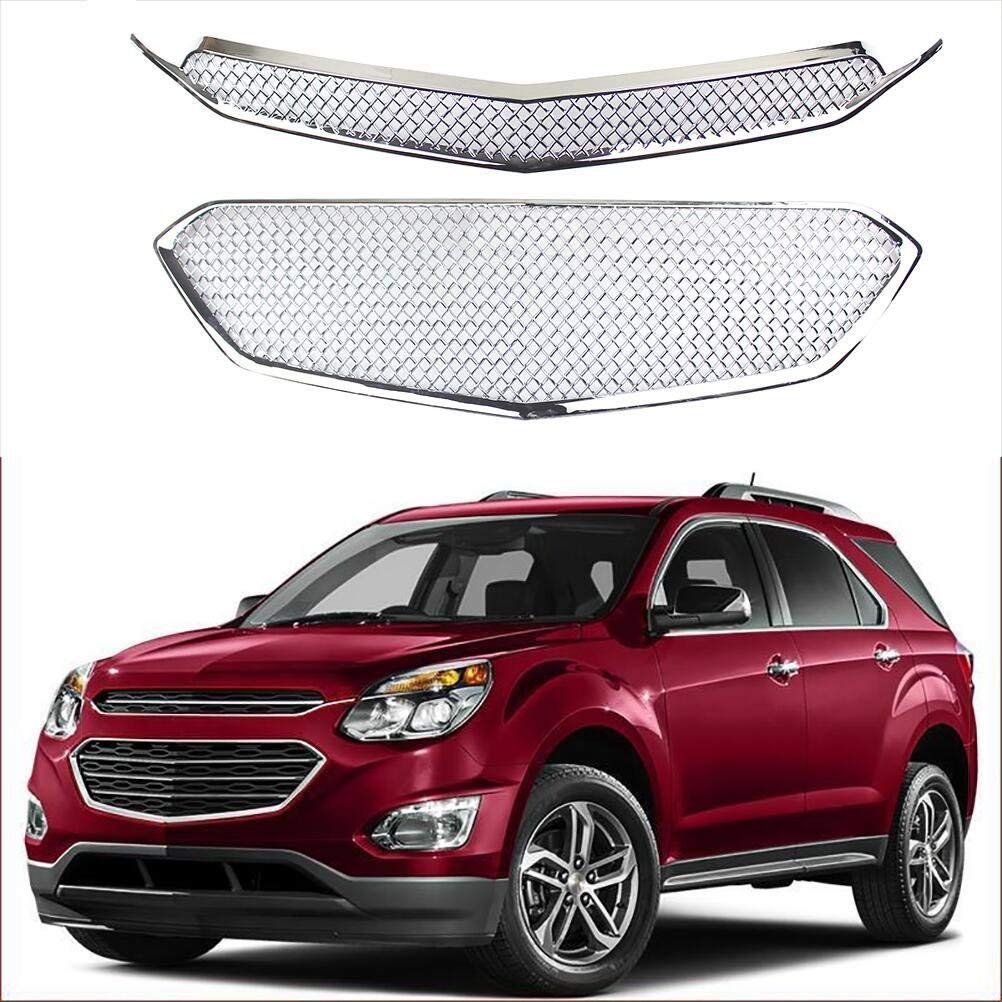 YOUNGERCAR Chrome Front Grille Cover for 2016-2017 Chevy Equinox - 2 Bar Mesh Overlay Replacement - Upgrade Your Car's Style for Off-Road & Daily Driving