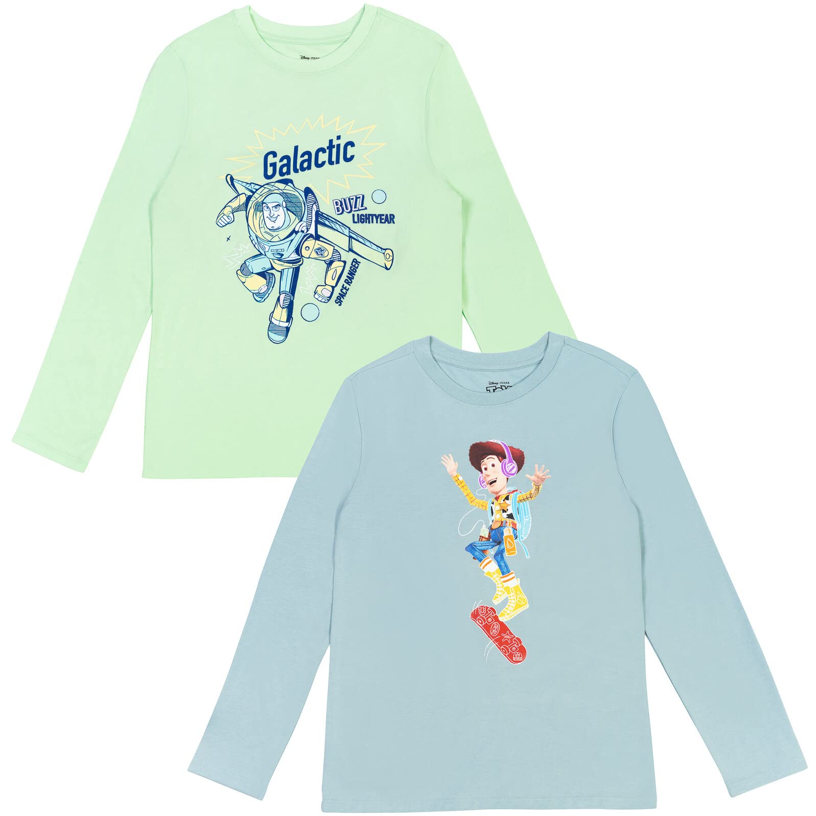 Disney Pixar Toy Story Woody & Buzz Lightyear Alien Graphic T-Shirt 2 Pack for Toddlers & Kids - Fun Character Tees for Playtime & Disney Theme Parties