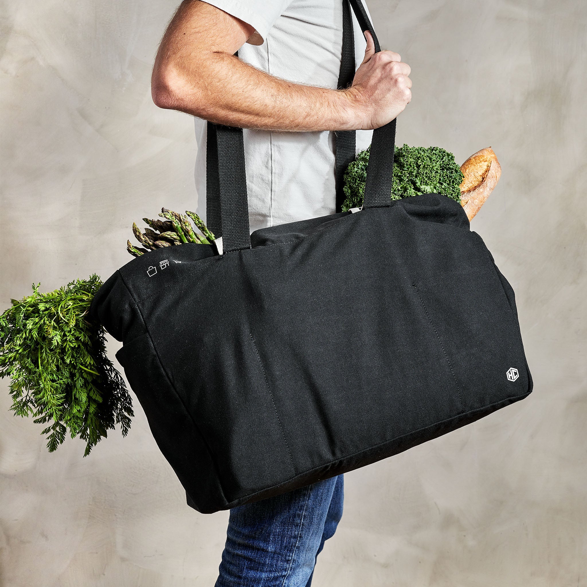 HexClad Reusable Grocery Shopping Bag - Durable & Eco-Friendly Market Tote for Groceries, Farmers Market, Beach & Travel - BPA-Free, Leak-Proof & Machine Washable