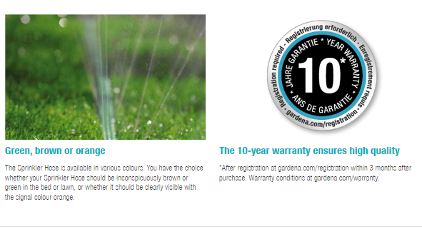 Gardena 25ft Expandable Sprinkler Hose (Orange) - Flexible Watering Solution for Lawns, Gardens & Flower Beds