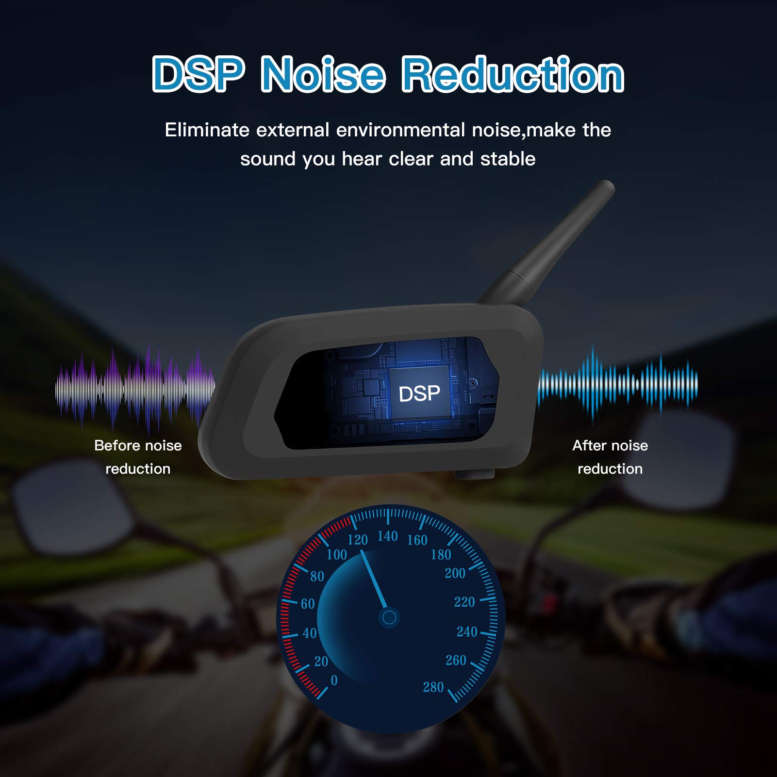EJEAS V6 Pro Motorcycle Bluetooth Helmet Intercom - 2-Way 1200M Communication System with Noise Cancellation & Waterproof for Dirt Bike, ATV, Snowmobile - Perfect for Group Riding, Adventure Tours & Off-Road Racing (1PC)