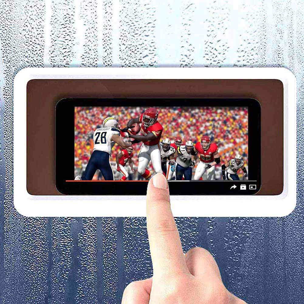 Waterproof Shower Phone Holder - White Wall Mount for iPhone & Android Smartphones - Perfect for Bathroom, Kitchen & Gym Use
