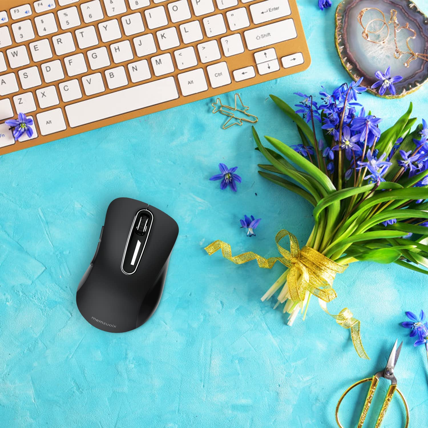 2.4G Wireless Mouse with USB Receiver - 1400 DPI Ergonomic Cordless Mouse for Laptop, PC, Desktop - Portable Battery Powered 5-Button Computer Mouse (Black) | Perfect for Office Work, Gaming & Travel Use