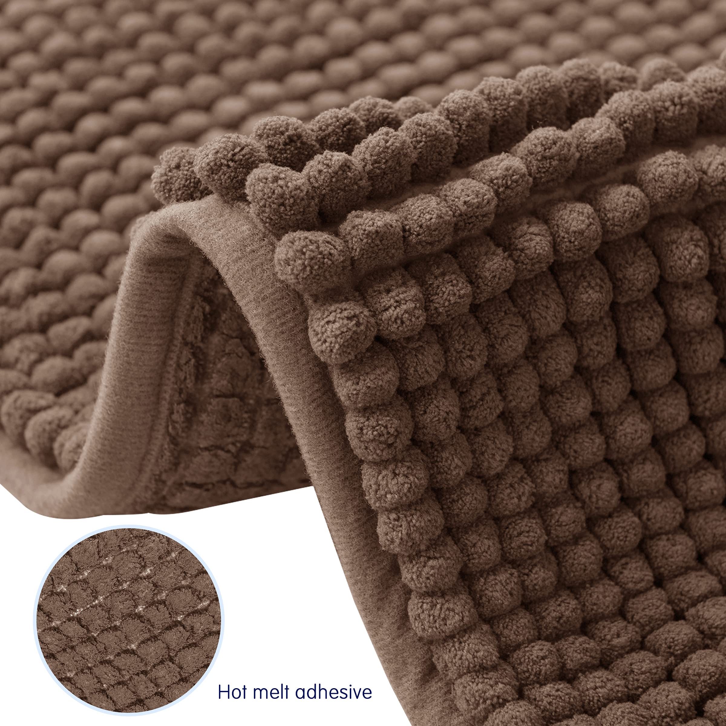 **Soft Chenille Bath Rug - Super Absorbent & Quick Dry Bath Mat for Bathroom, Machine Washable, Non-Slip Shower Mat (Brown, 16