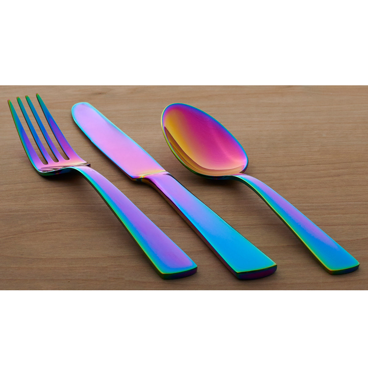 Aptitude 23-Piece Iridescent Mirror Flatware Set - Elegant Stainless Steel Cutlery for Dining, Parties, and Special Occasions