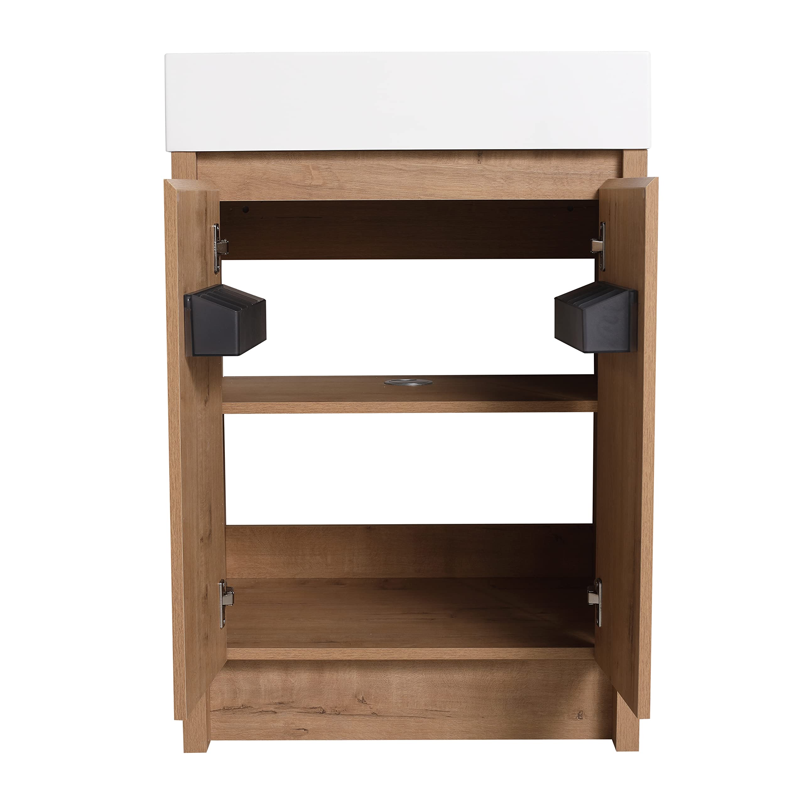 24 Inch Modern Freestanding Bathroom Vanity with Sink Combo, Soft Close Doors & Adjustable Shelf - Floor-Mounted Storage Cabinet with Top Basin in Brown | Perfect for Small Bathrooms, Powder Rooms & Home Renovations