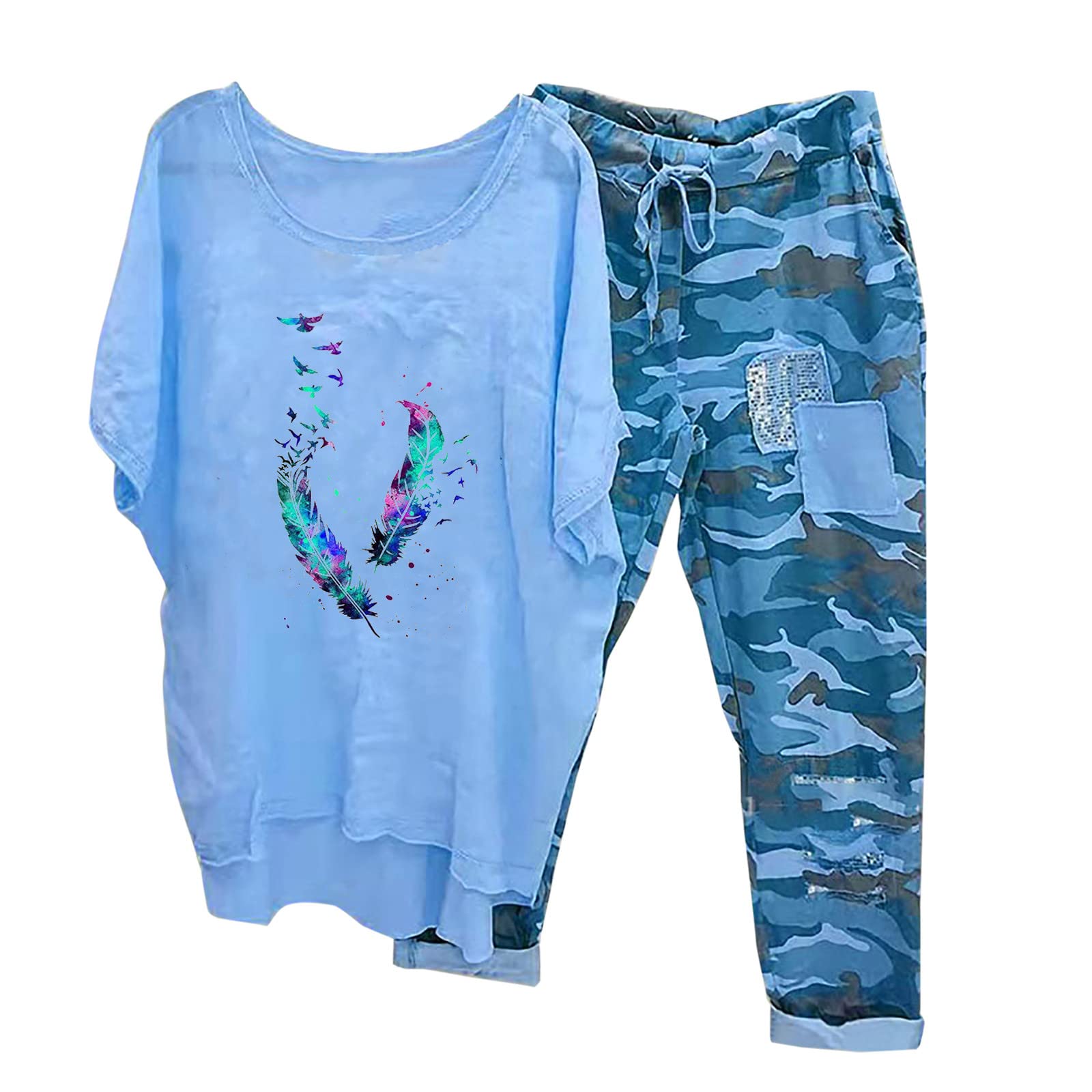 Oelaio Women's 2-Piece Lounge Set - Soft Cotton Casual Pajama & Pants Outfit for Fall | Plus Size Matching Sleepwear & Loungewear | Perfect for Relaxing at Home, Sleepovers, and Cozy Evenings