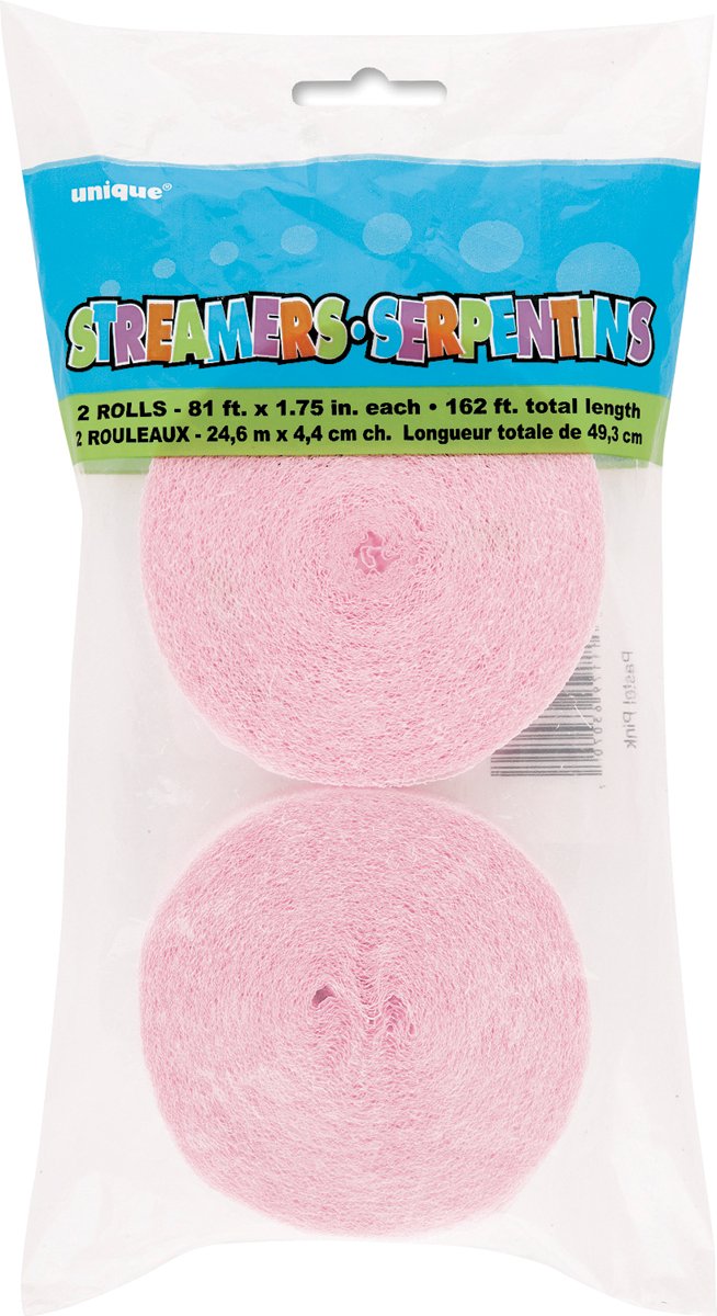 Pastel Pink Crepe Streamers - 81 Feet Long (2 Pack) - Perfect for Birthday Parties, Baby Showers & Wedding Decorations
