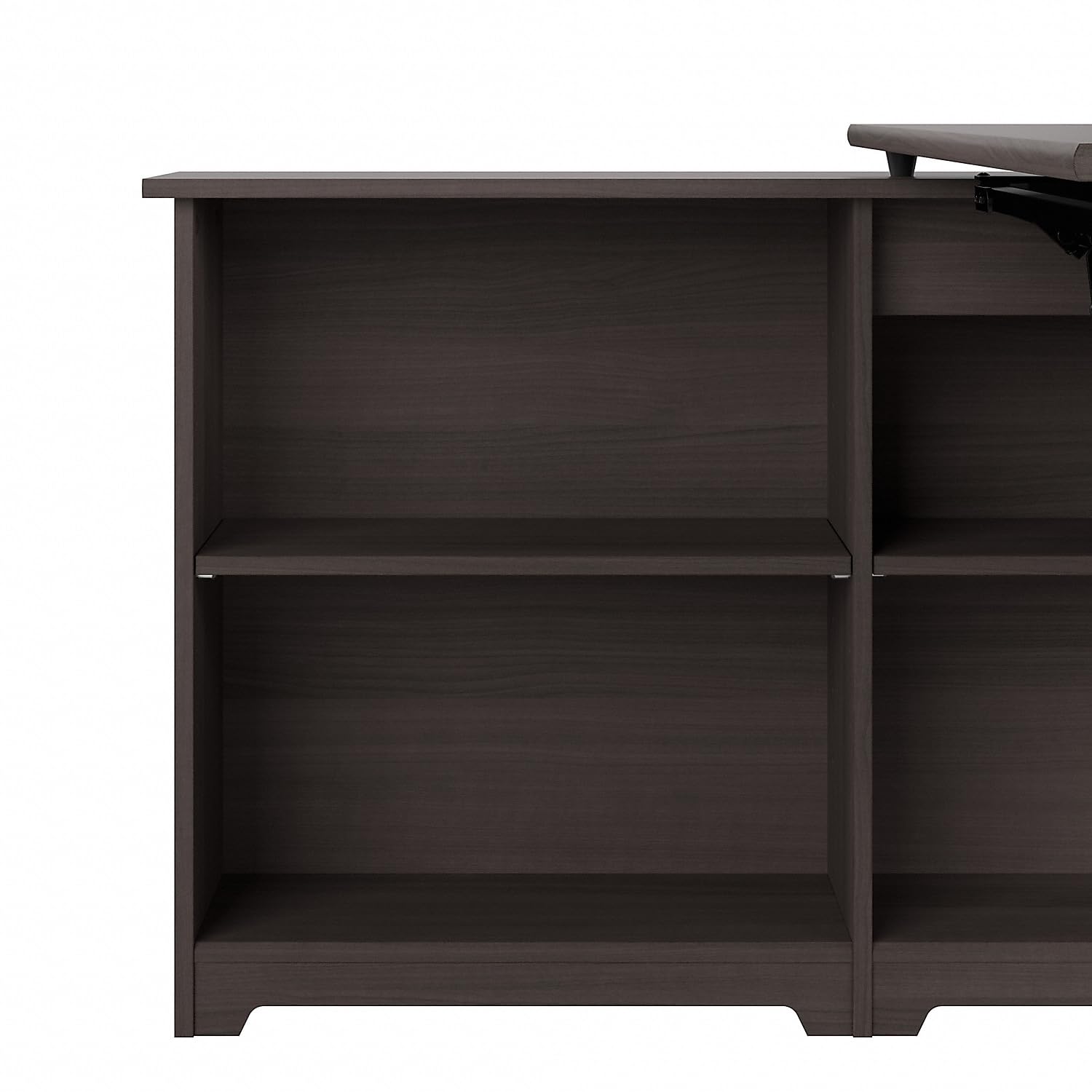 Bush Furniture Cabot 52W 3-Position Adjustable Height Sit to Stand Corner Desk with Storage Shelves in Heather Gray - Perfect for Home Office, Small Spaces & Ergonomic Workstations