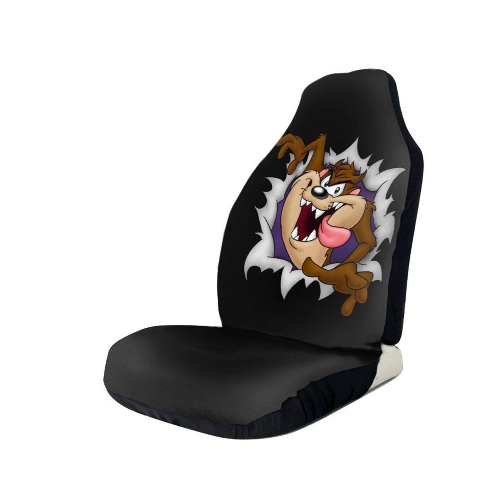 Premium Zebra Print Tasmanian Devil Taz Car Seat Covers - Durable Cushion Fit for Most Cars, Trucks, SUVs & Vans (2-Piece Set) - Perfect for Road Trips, Daily Commutes & Pet Protection
