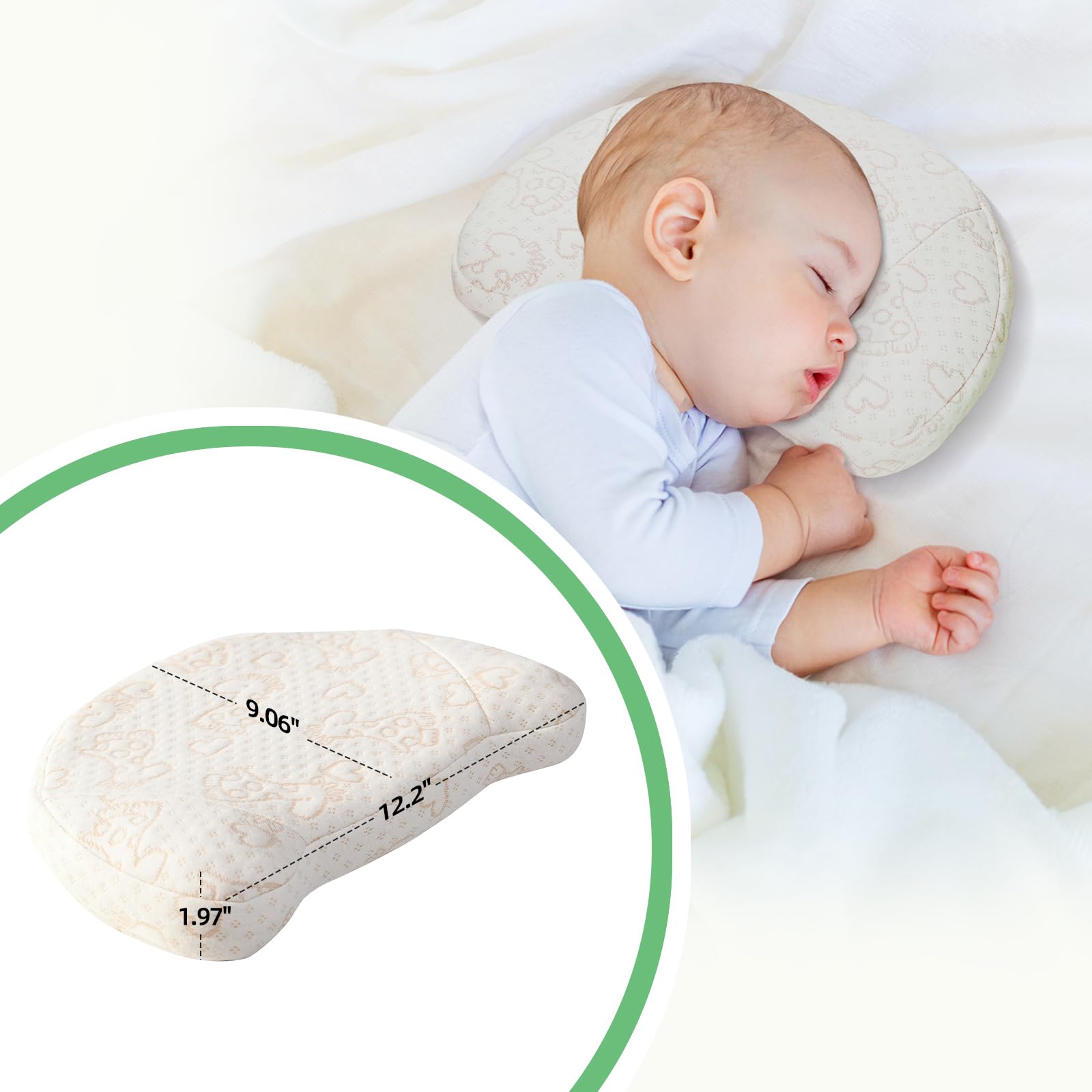 U-Shaped Kids Pillow for Toddlers - Soft White Travel & Nursery Pillow (12.2