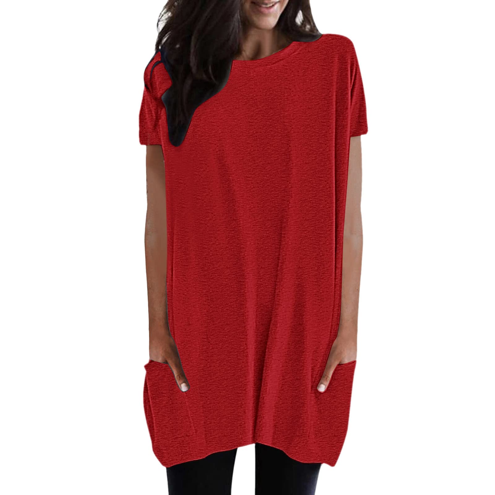 XINSHIDE Women's Plus Size Henley Shirt - Short Sleeve Button Up Pleated Tunic Top for Casual Wear, Office & Summer Outfits | Flattering Plus Size Tunic Tops for Women