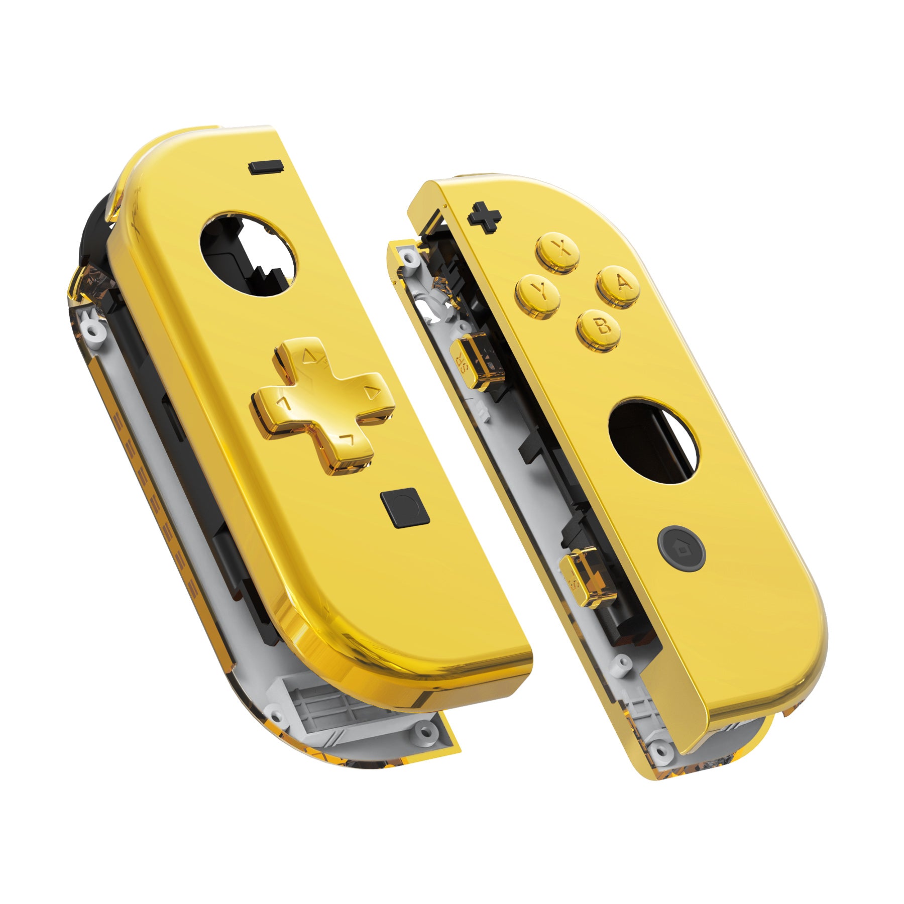 eXtremeRate D-Pad Version Replacement Shell Case with Buttons for Nintendo Switch Joy-Con (Chrome Gold) - Perfect for Gaming, Customization & Controller Repair