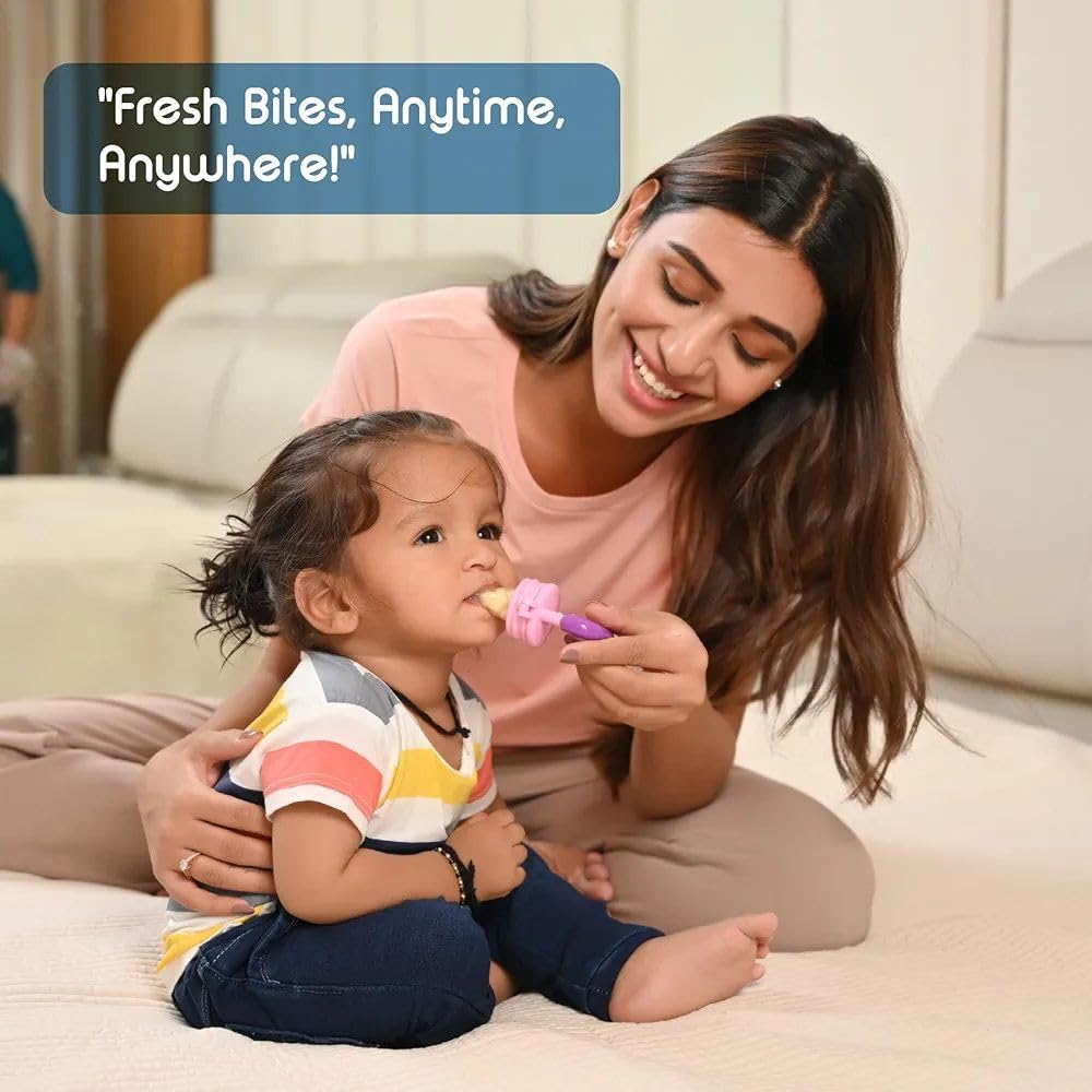 Miracle Moms Silicone Baby Fruit Feeder - BPA Free Teething Pacifier for Infants 6-12 Months | Safe Nipple Feeder & Fruit Nibbler (3 Pack, Multicolor) | Perfect for Soothing Gums & Introducing First Foods